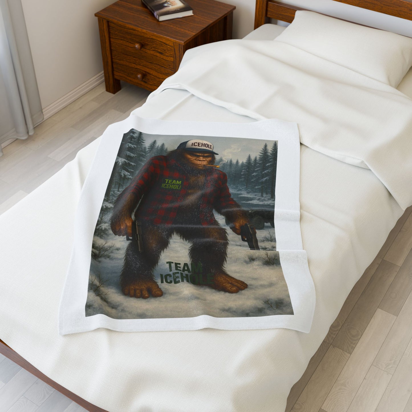 Cozy Sasquatch Plush Blanket - Team Icehole Design