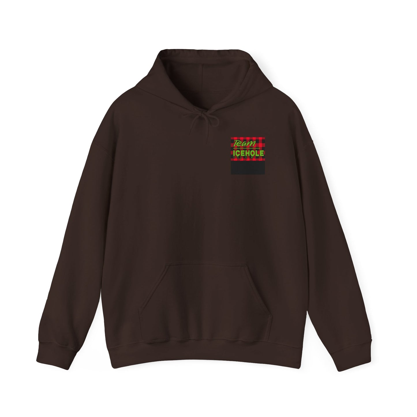 Bigfoot Ice Fisherman Hoodie — "Drill It Till It Squeaks" Graphic Pullover