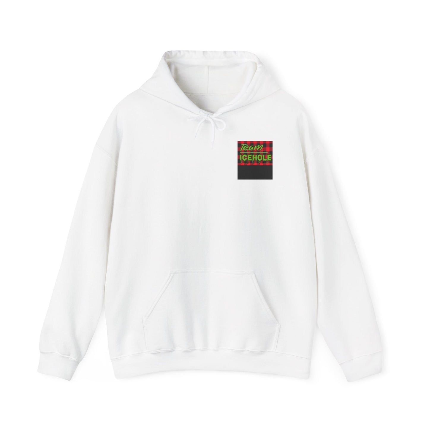 Bigfoot Ice Fisherman Hoodie — "Drill It Till It Squeaks" Graphic Pullover