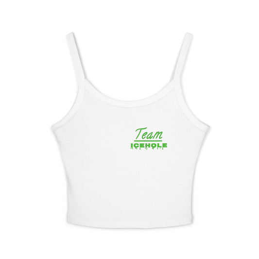 Women's Spaghetti Strap Belly Tank Top,  Small Team Icehole Logo Shirt