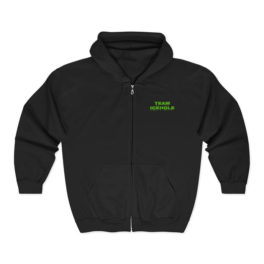 Team Icehole Zip Hoodie — Neon Drip Graphic Full-Zip Sweatshirt (Est. 2025)