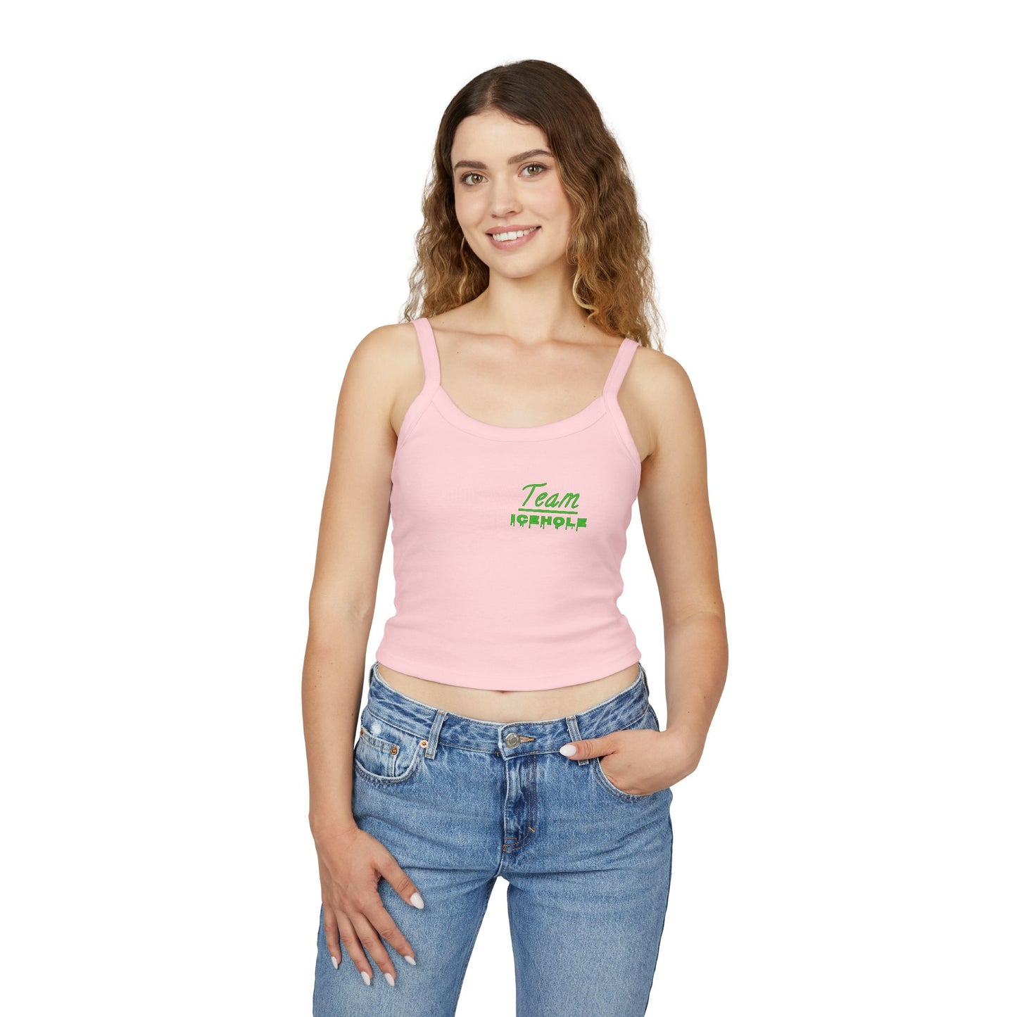 Women's Spaghetti Strap Belly Tank Top,  Small Team Icehole Logo Shirt