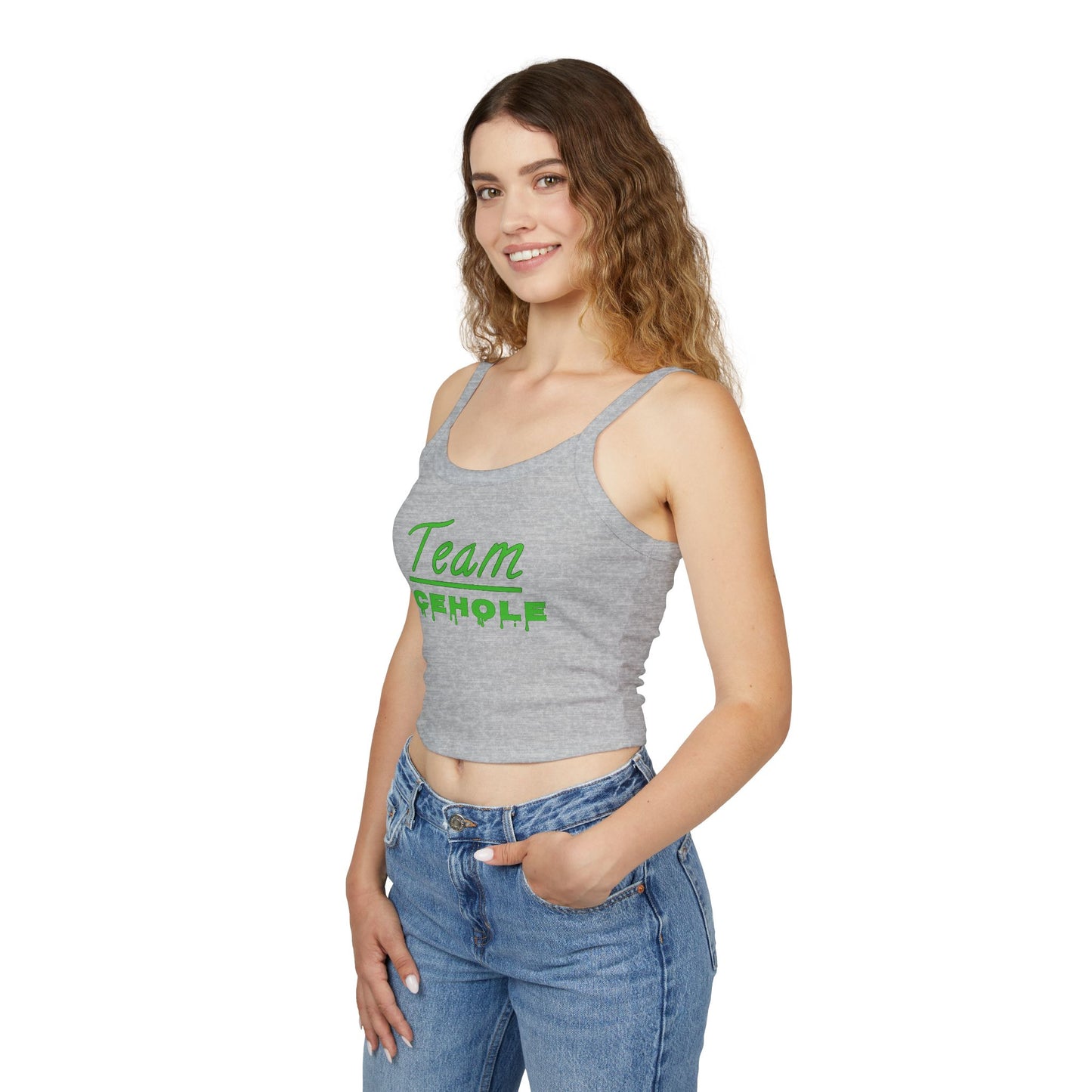 Team Icehole Transparent Background Women's Spaghetti Strap Belly Tank Top