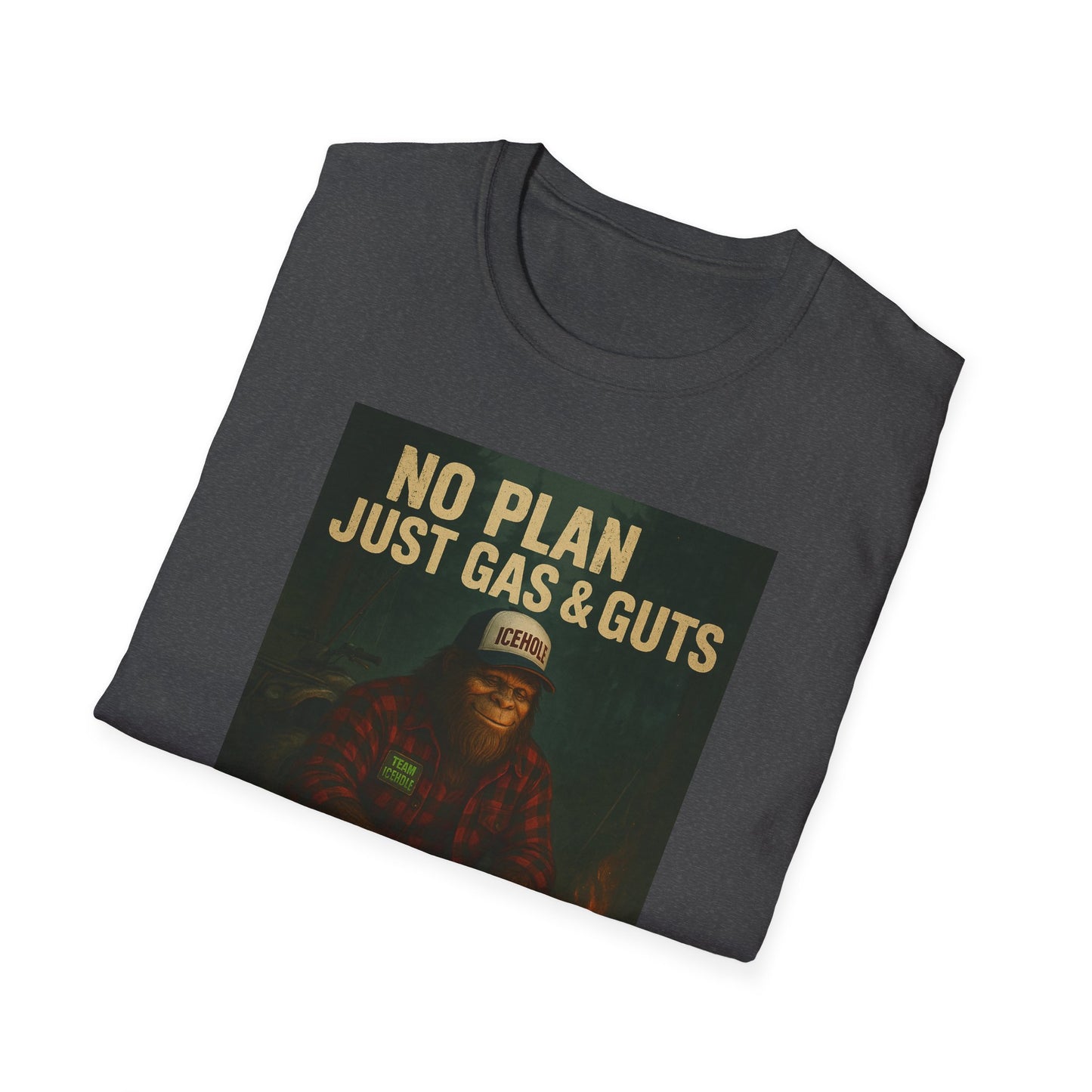 No Plan Just Gas & Guts' Camping Tee for Outdoor Enthusiasts | Team IceHole
