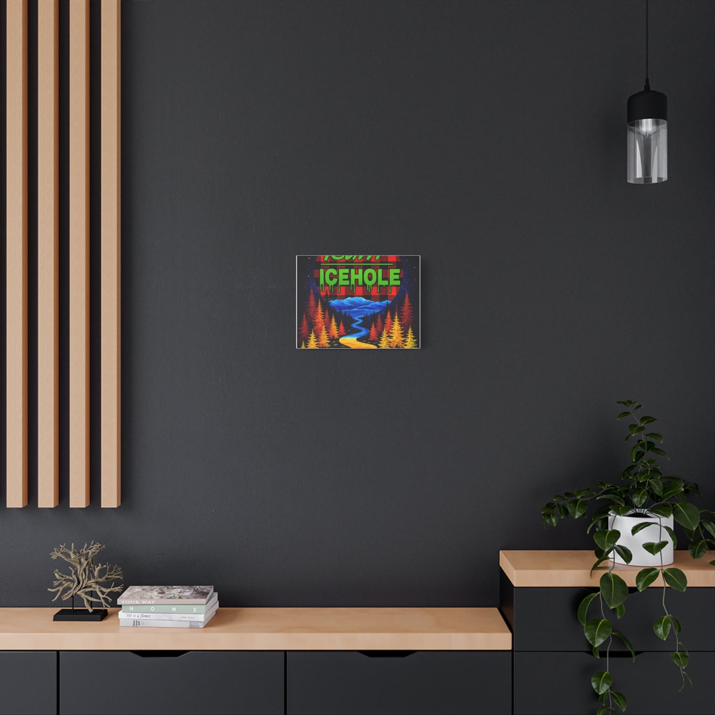 Icehole Retro Forest Canvas Wall Art – Vibrant Scenic Stretched Matte Print