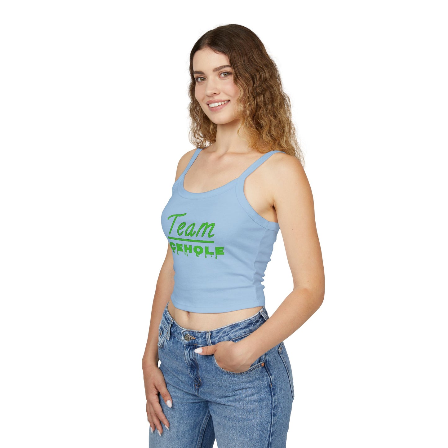 Team Icehole Transparent Background Women's Spaghetti Strap Belly Tank Top