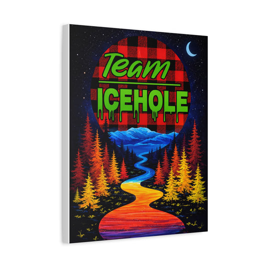 Icehole Retro Forest Canvas Wall Art – Vibrant Scenic Stretched Matte Print