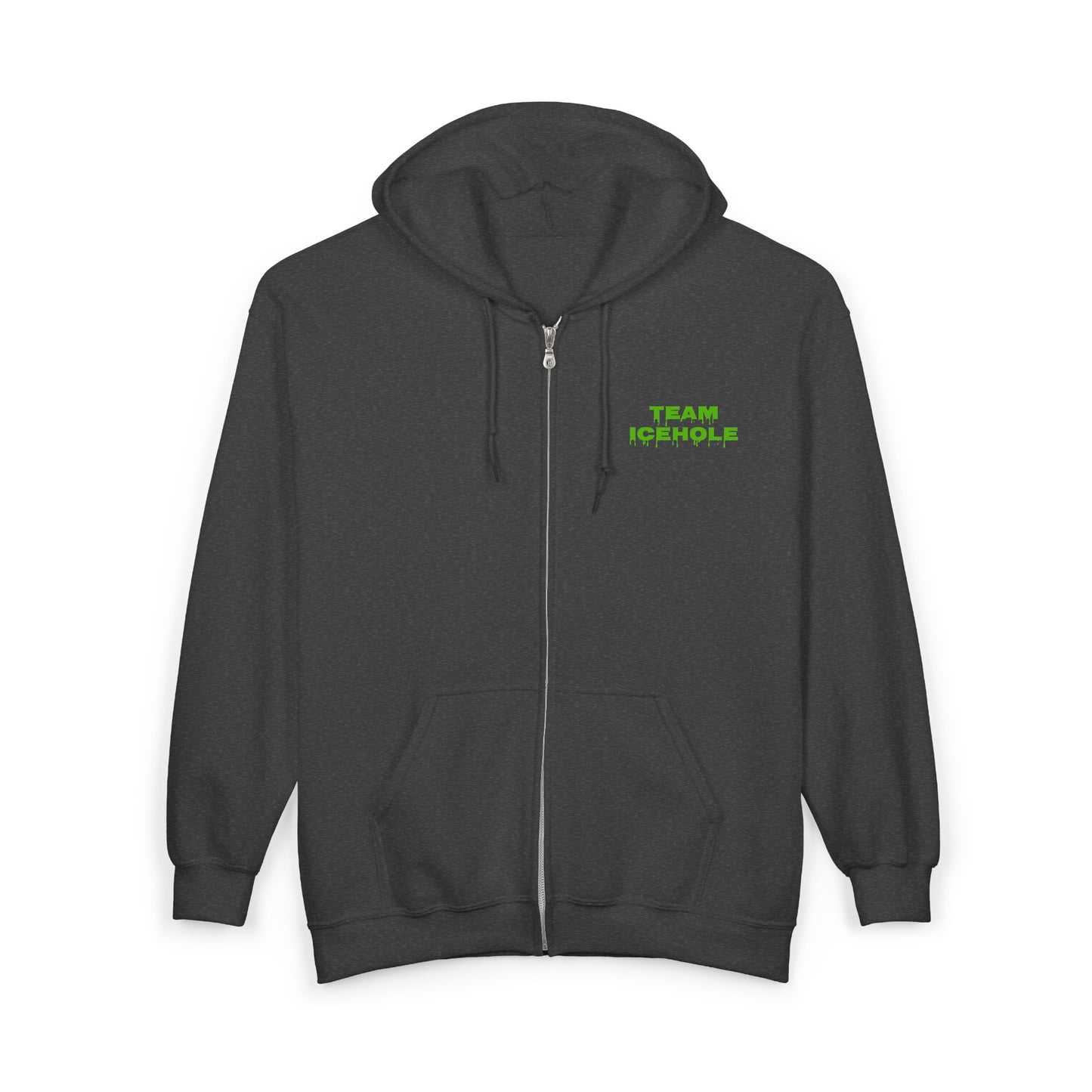 Team Icehole Zip Hoodie — Neon Drip Graphic Full-Zip Sweatshirt (Est. 2025)