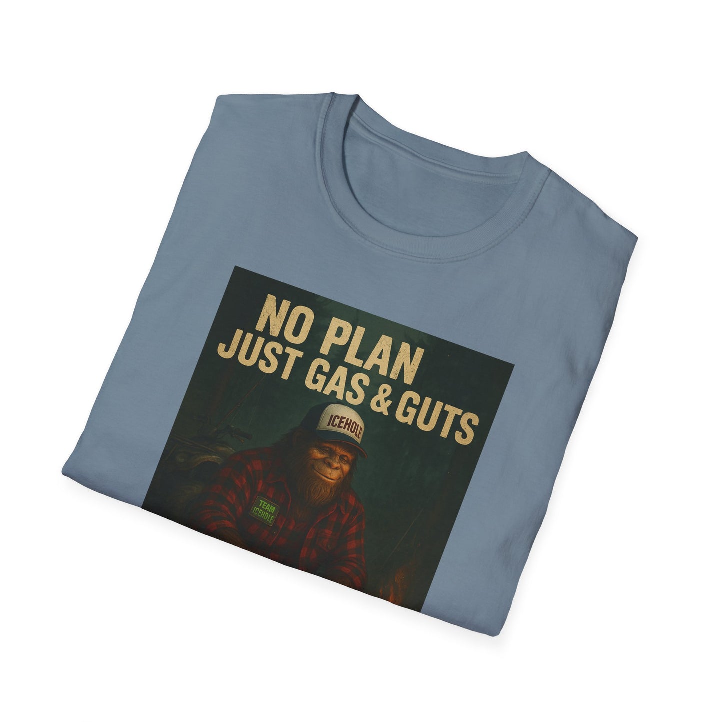 No Plan Just Gas & Guts' Camping Tee for Outdoor Enthusiasts | Team IceHole