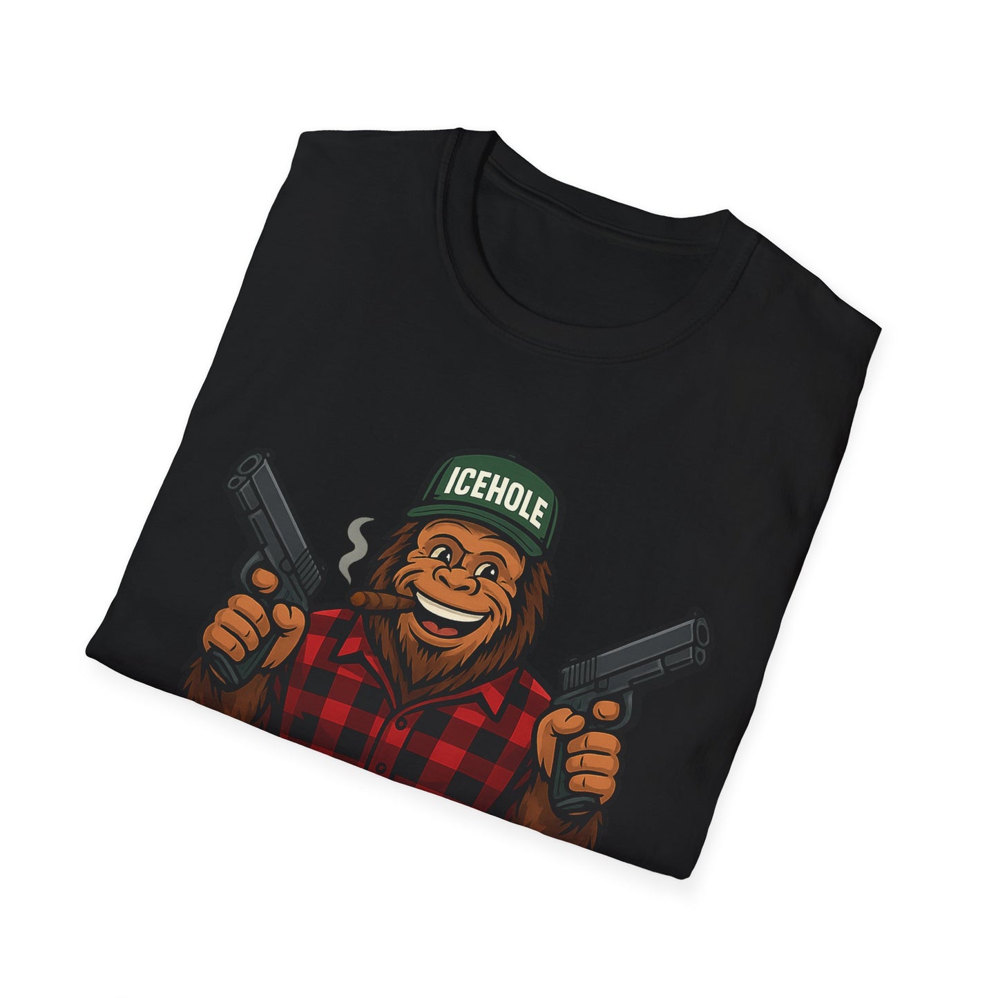 Adventure Living On The Edge Team IceHole Big Foot -Unisex Softstyle T-Shirt