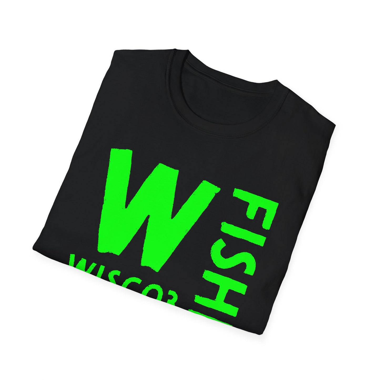 Wisco3 Green Letters Unisex Softstyle T-Shirt - Perfect for Anglers and Outdoor Enthusiasts