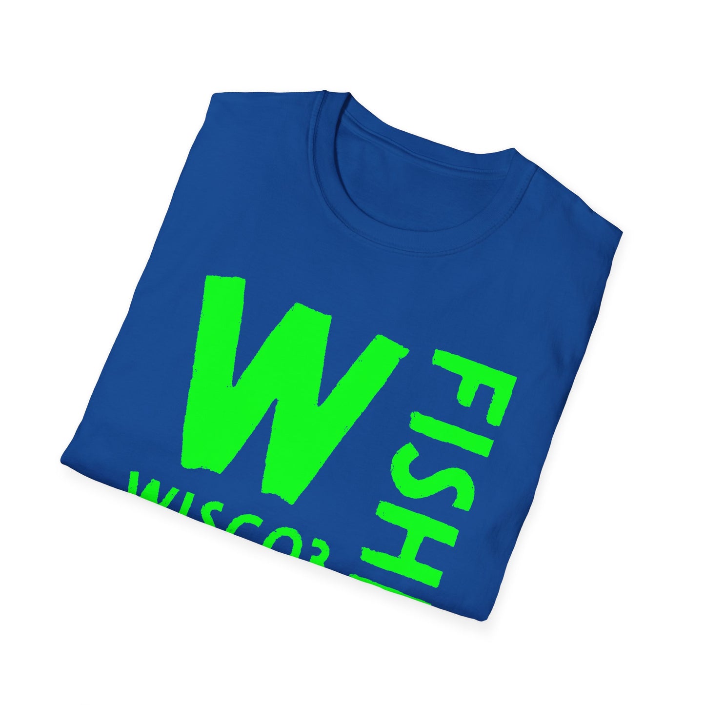 Wisco3 Green Letters Unisex Softstyle T-Shirt - Perfect for Anglers and Outdoor Enthusiasts