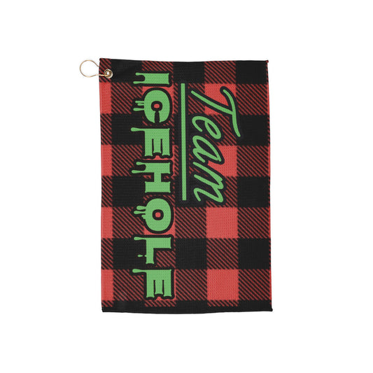 Team Icehole Golf Towels for Fans, Sports Accessories, Golf Gifts, Outdoor Fun, Plaid Design