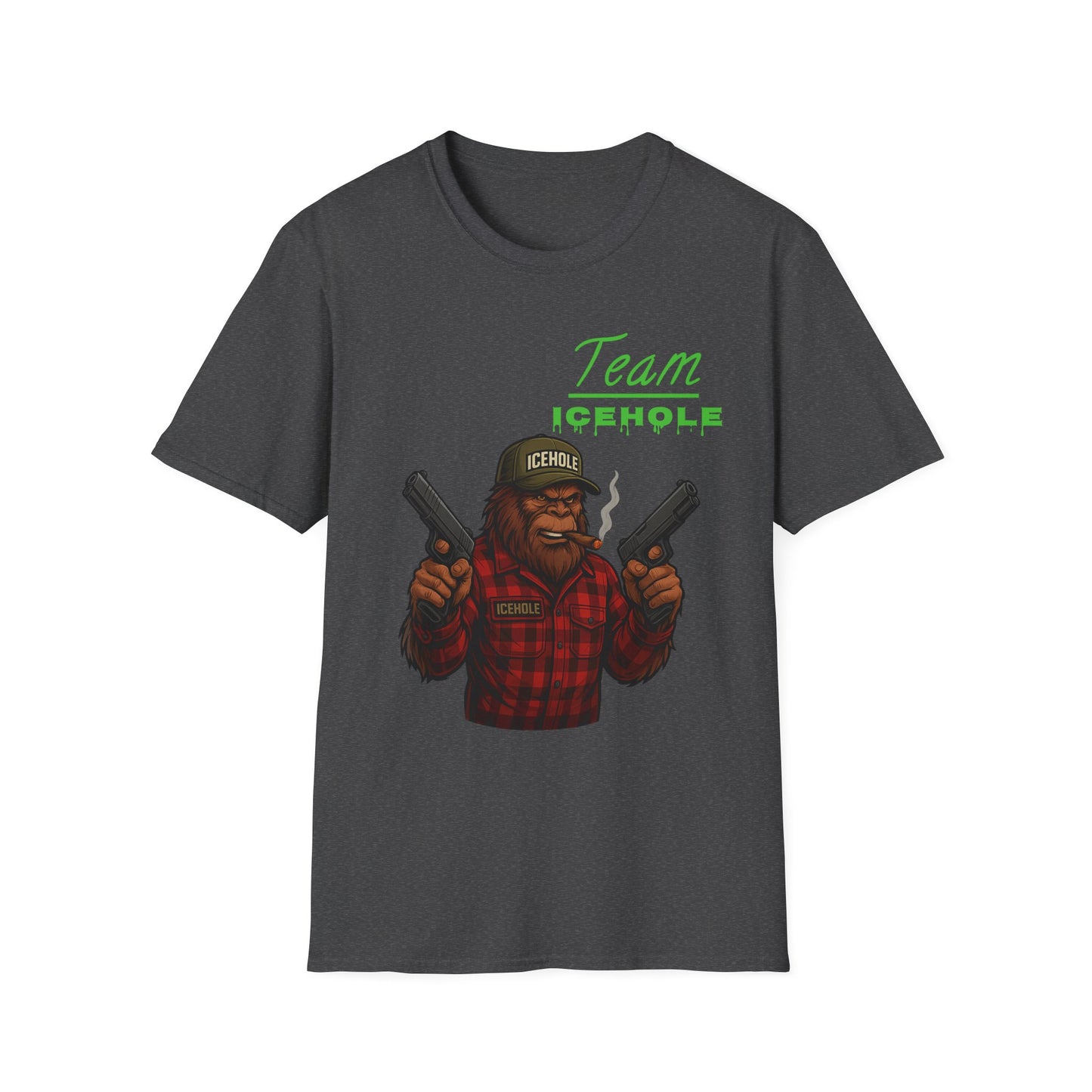 Team Icehole Bigfoot Unisex T-Shirt, Funny Gift for Outdoorsy Friends, Camping Tee, Quirky Graphic Shirt, Great for Parties