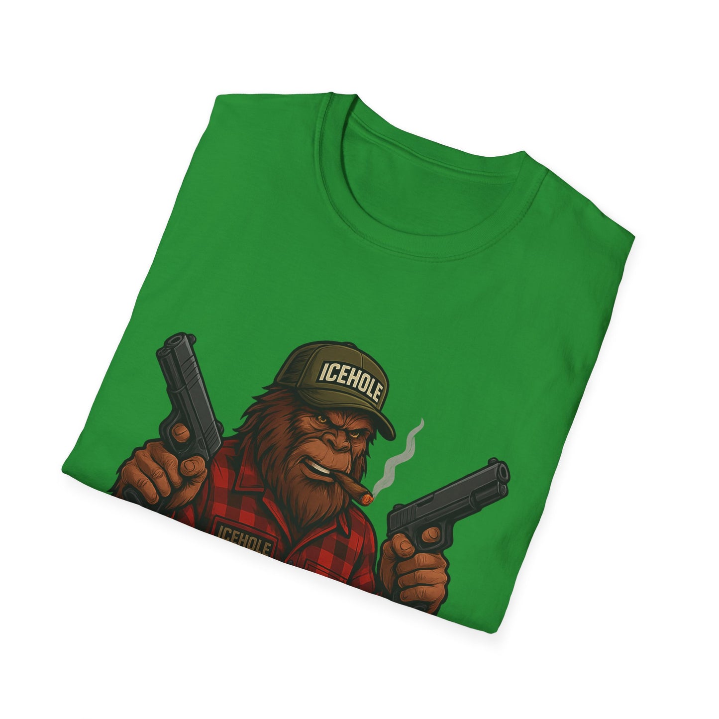 Bigfoot Graphic No Background Team IceHole Mascot T-Shirt - Unisex Softstyle Tee
