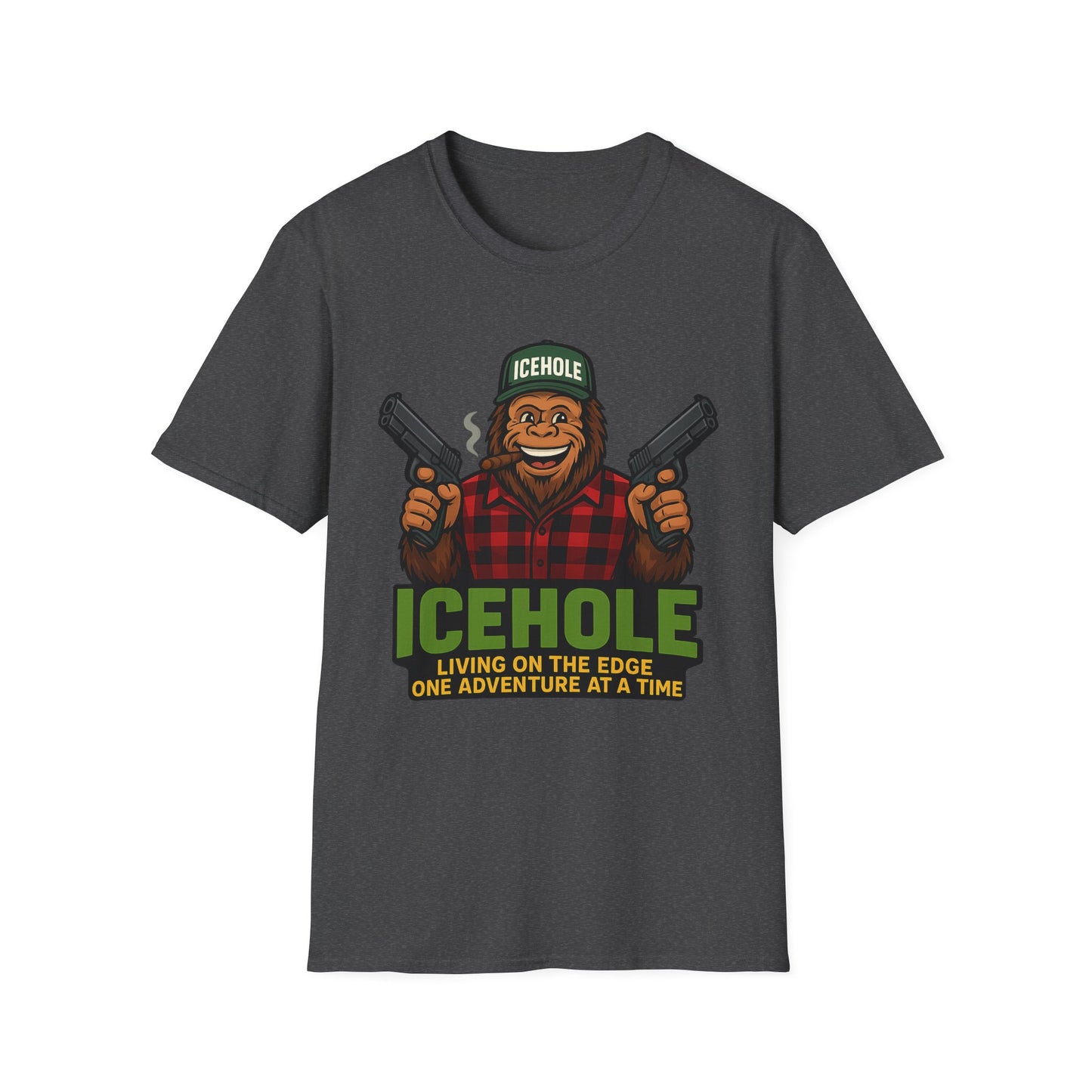 Adventure Living On The Edge Team IceHole Big Foot -Unisex Softstyle T-Shirt