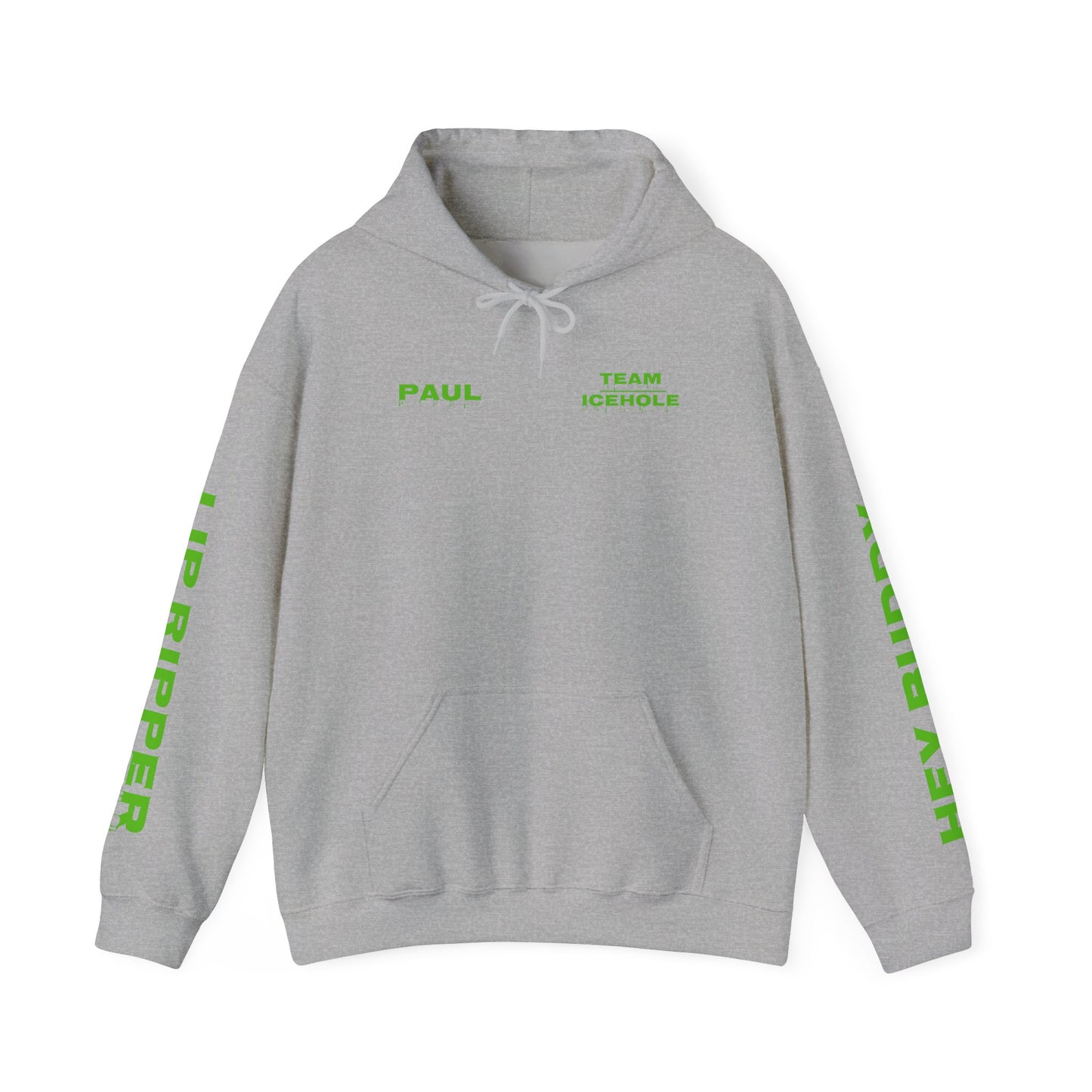 Hoodie - Minimal Green "PAUL / TEAM ICEHOLE" Front Graphic Hoodie