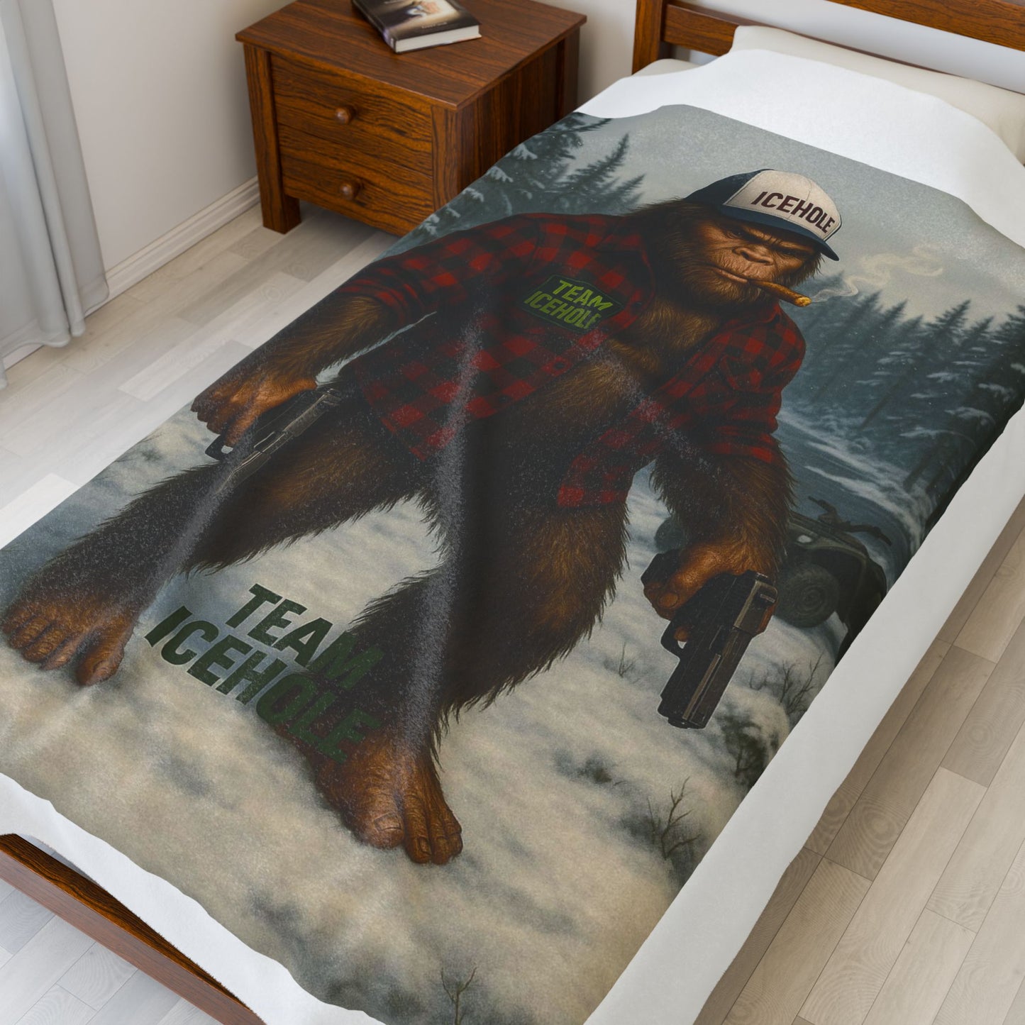 Cozy Sasquatch Plush Blanket - Team Icehole Design
