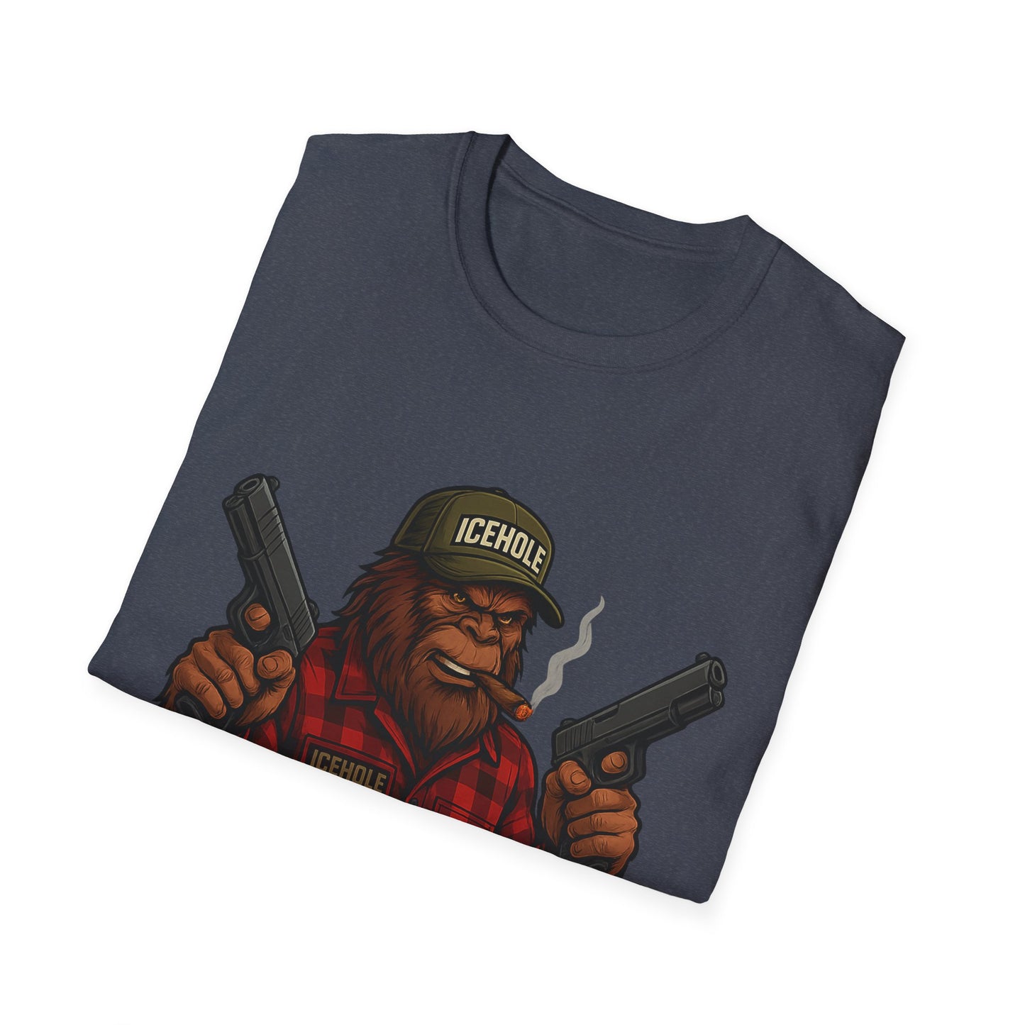 Bigfoot Graphic No Background Team IceHole Mascot T-Shirt - Unisex Softstyle Tee