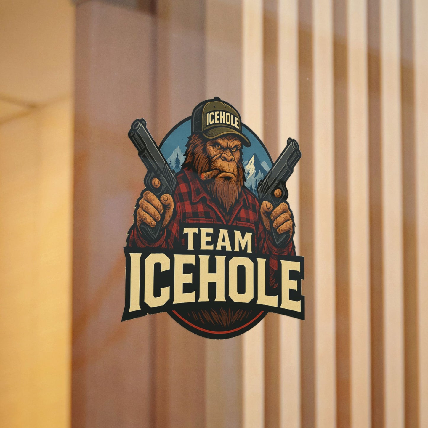 Team Icehole Big Foot Die-Cut Stickers - Fun Outdoor Decal for Enthusiasts