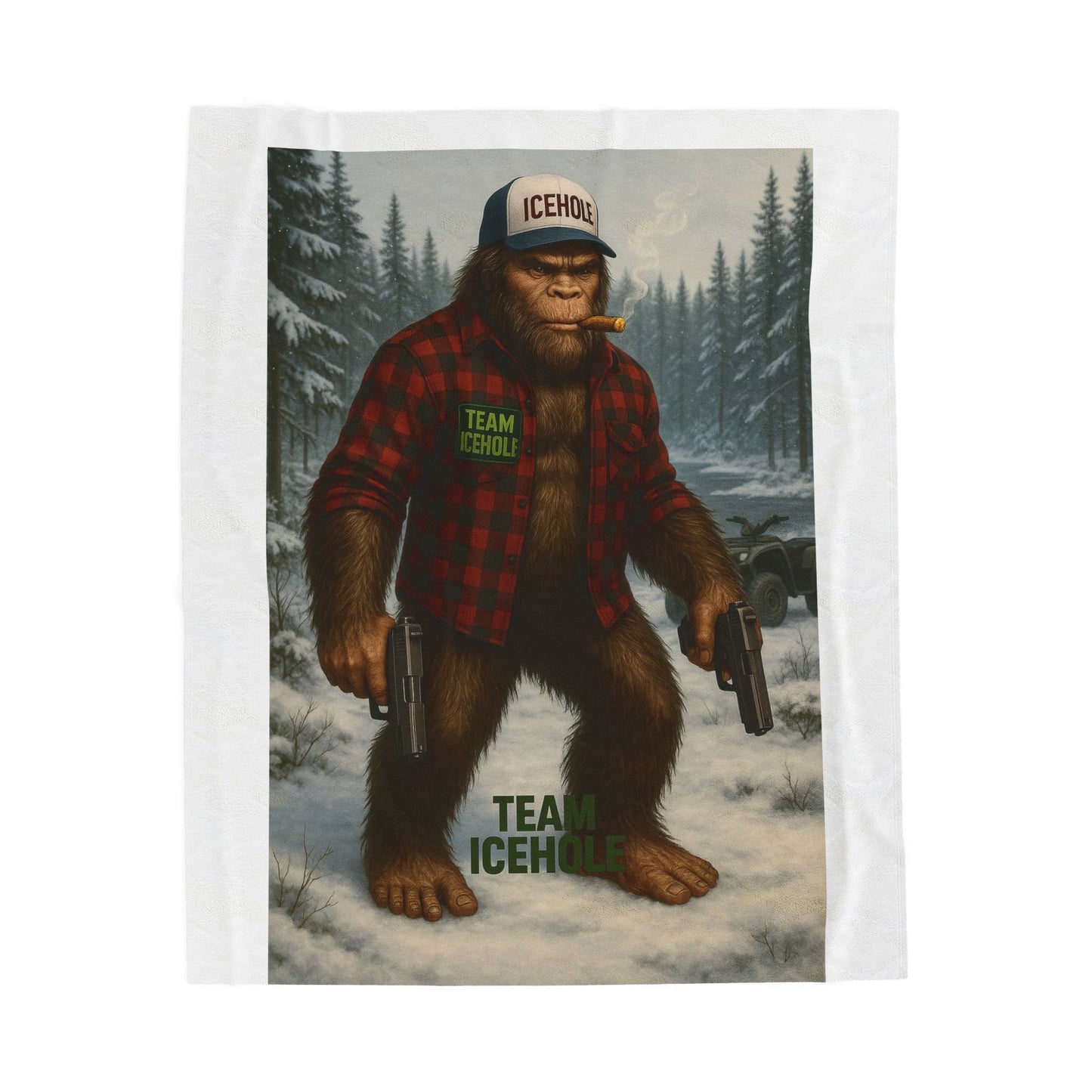 Cozy Sasquatch Plush Blanket - Team Icehole Design