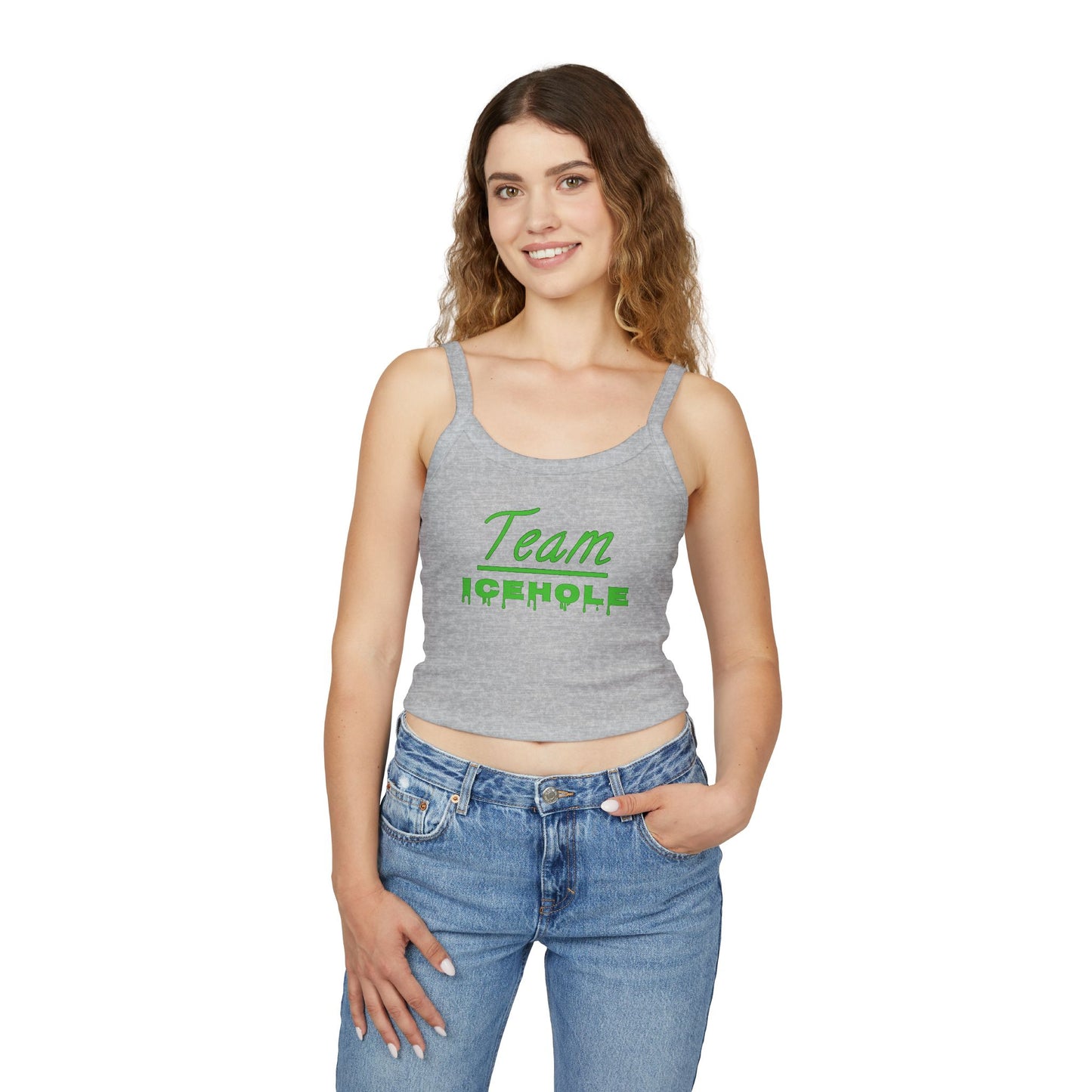 Team Icehole Transparent Background Women's Spaghetti Strap Belly Tank Top