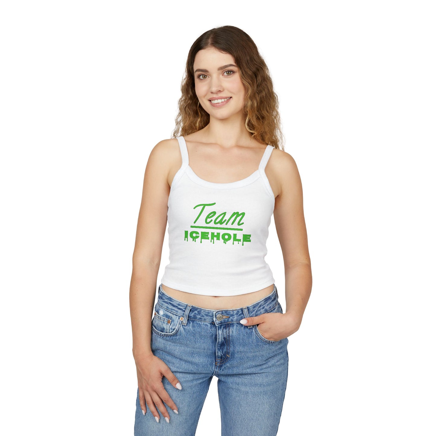 Team Icehole Transparent Background Women's Spaghetti Strap Belly Tank Top