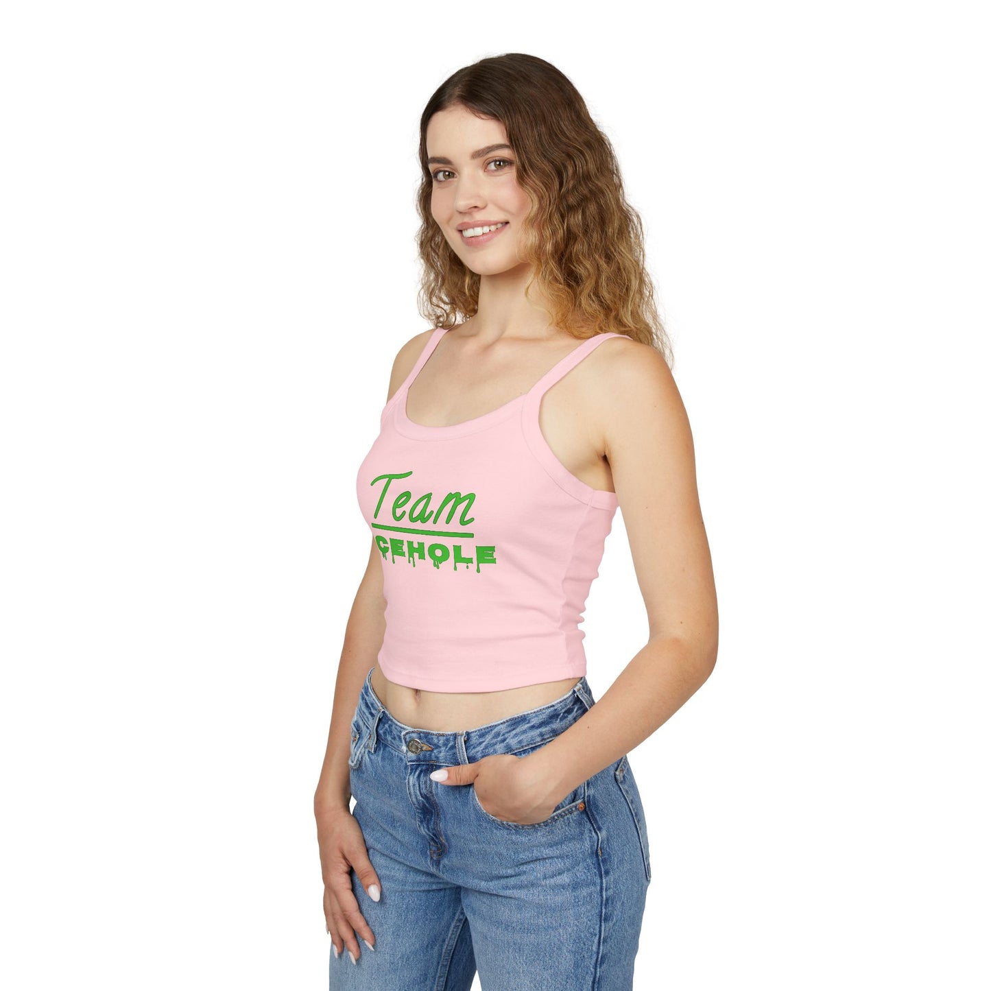 Team Icehole Transparent Background Women's Spaghetti Strap Belly Tank Top