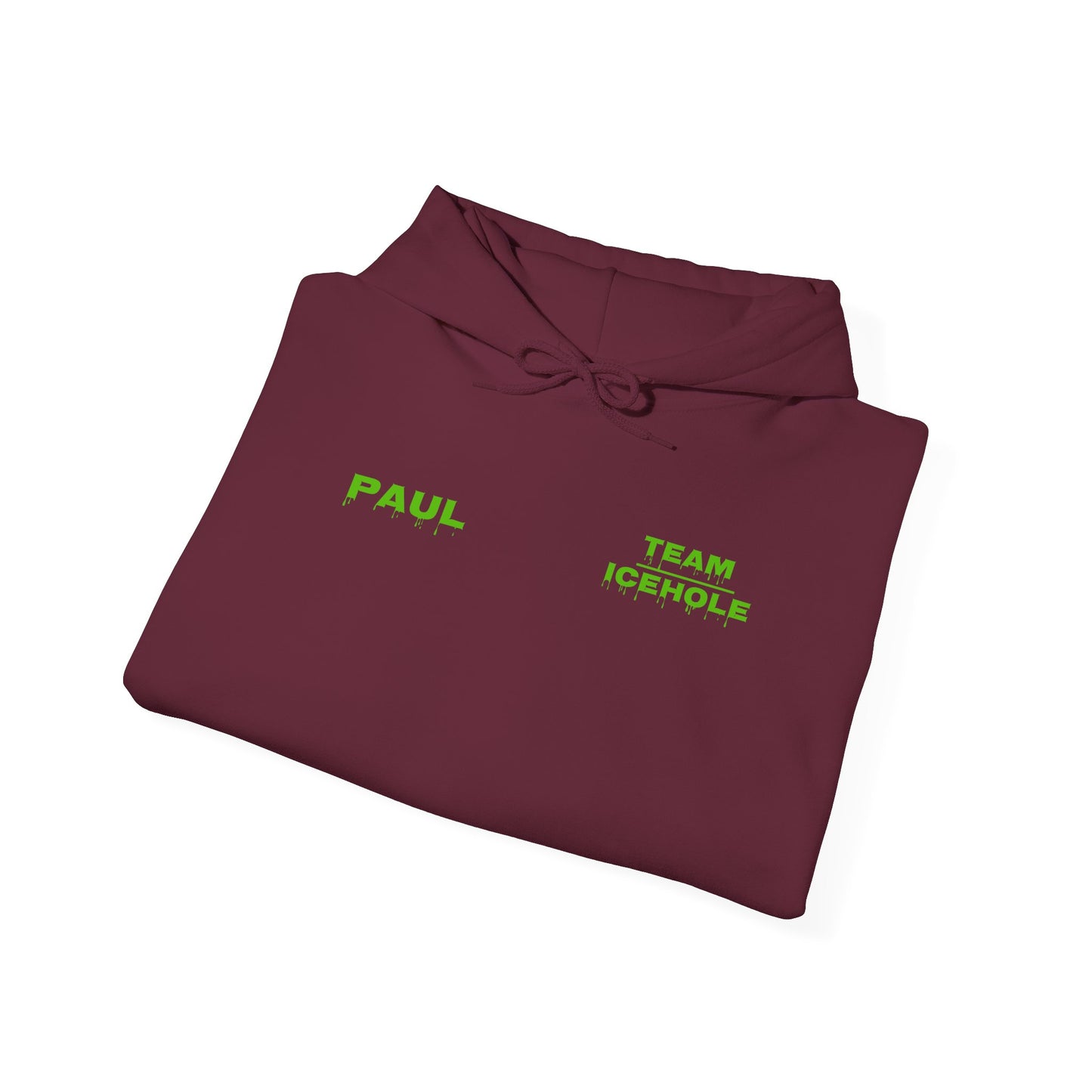 Hoodie - Minimal Green "PAUL / TEAM ICEHOLE" Front Graphic Hoodie
