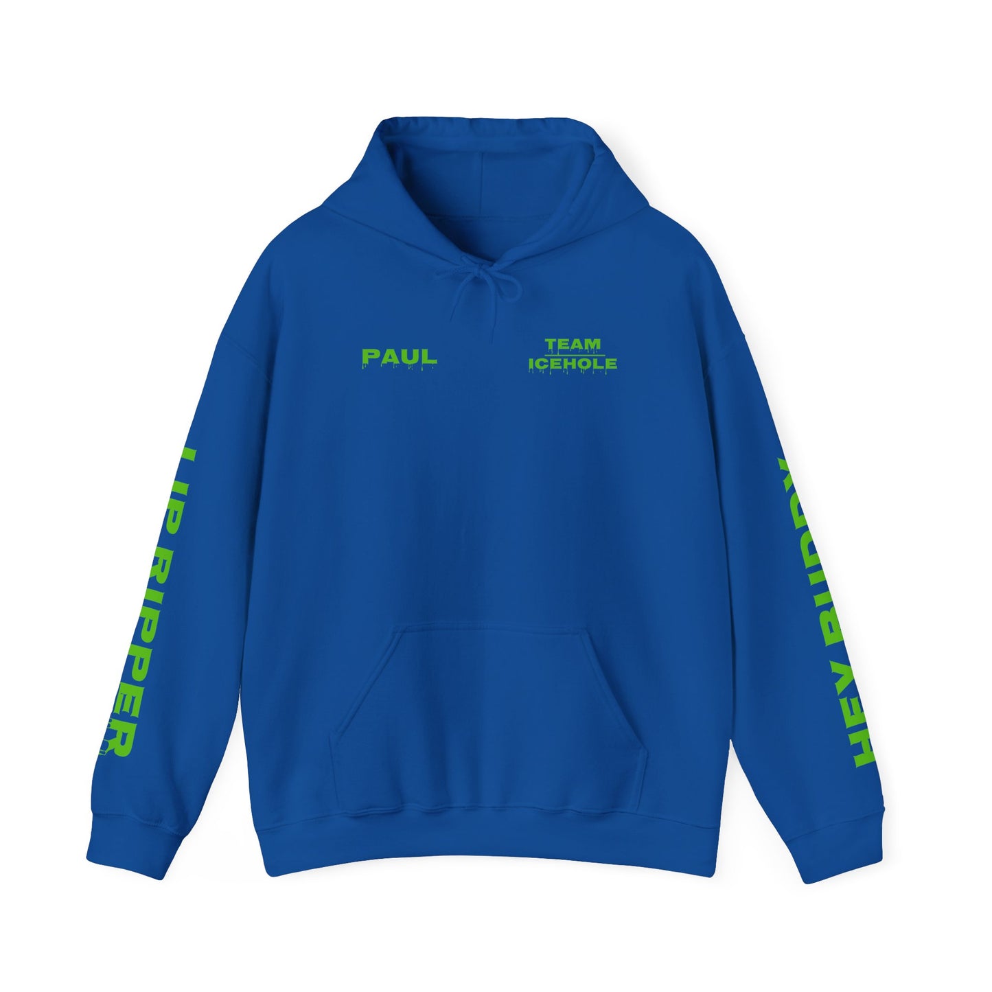Hoodie - Minimal Green "PAUL / TEAM ICEHOLE" Front Graphic Hoodie