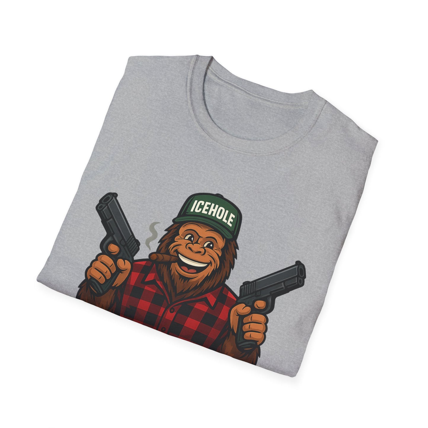Adventure Living On The Edge Team IceHole Big Foot -Unisex Softstyle T-Shirt
