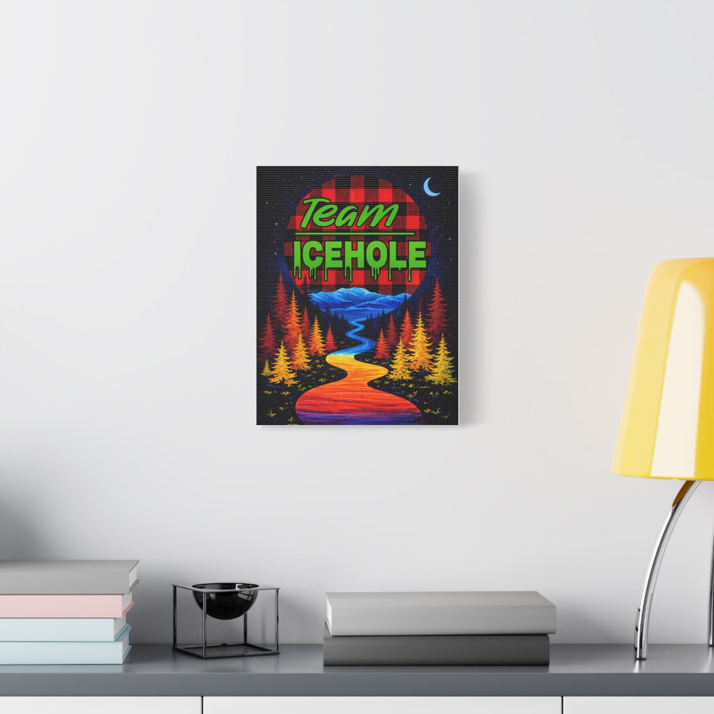 Icehole Retro Forest Canvas Wall Art – Vibrant Scenic Stretched Matte Print