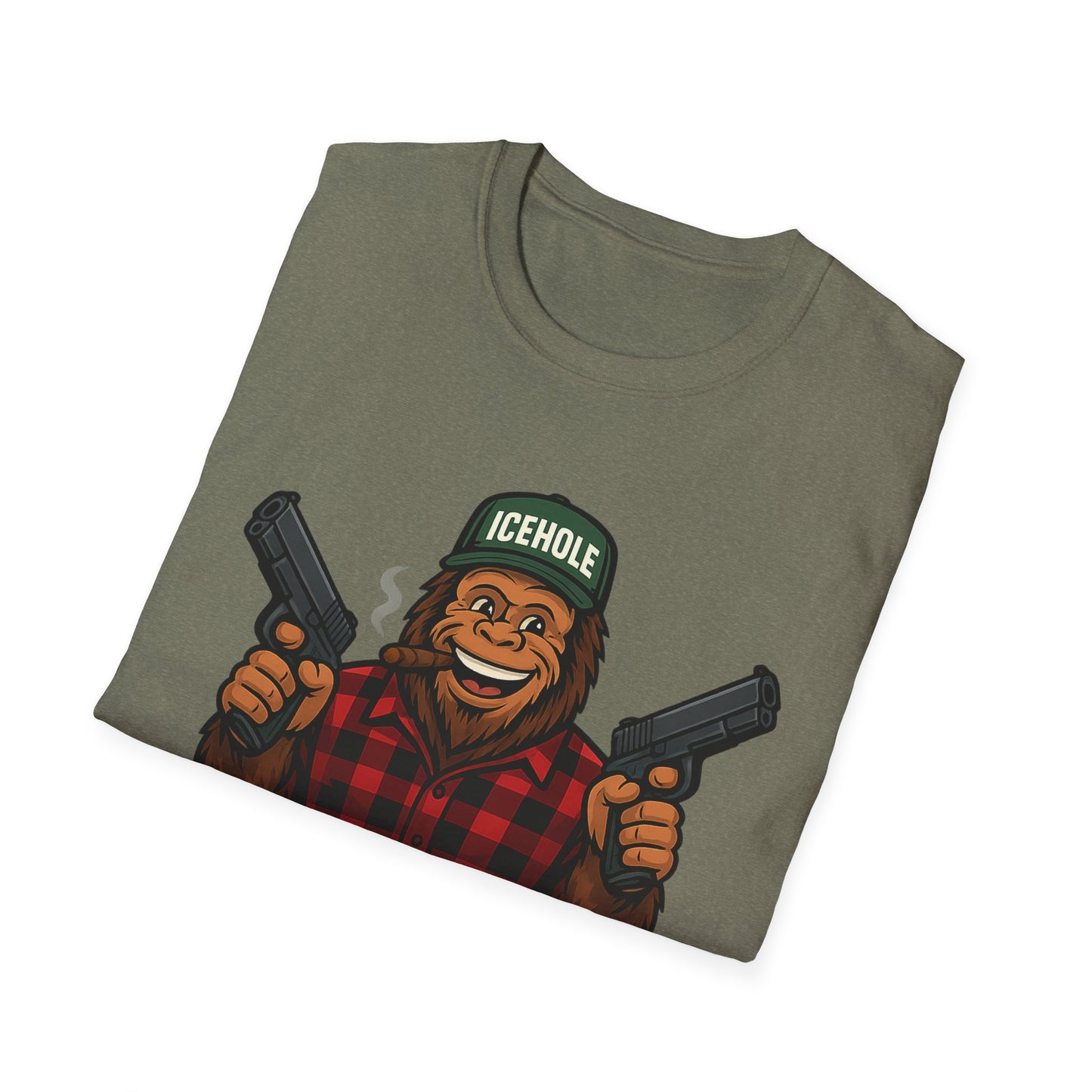 Adventure Living On The Edge Team IceHole Big Foot -Unisex Softstyle T-Shirt