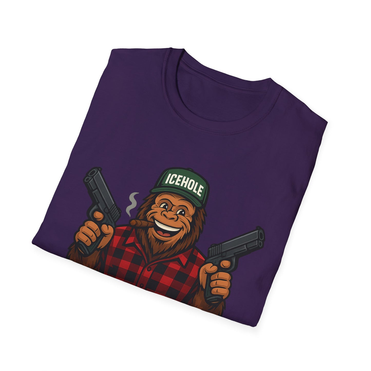 Adventure Living On The Edge Team IceHole Big Foot -Unisex Softstyle T-Shirt