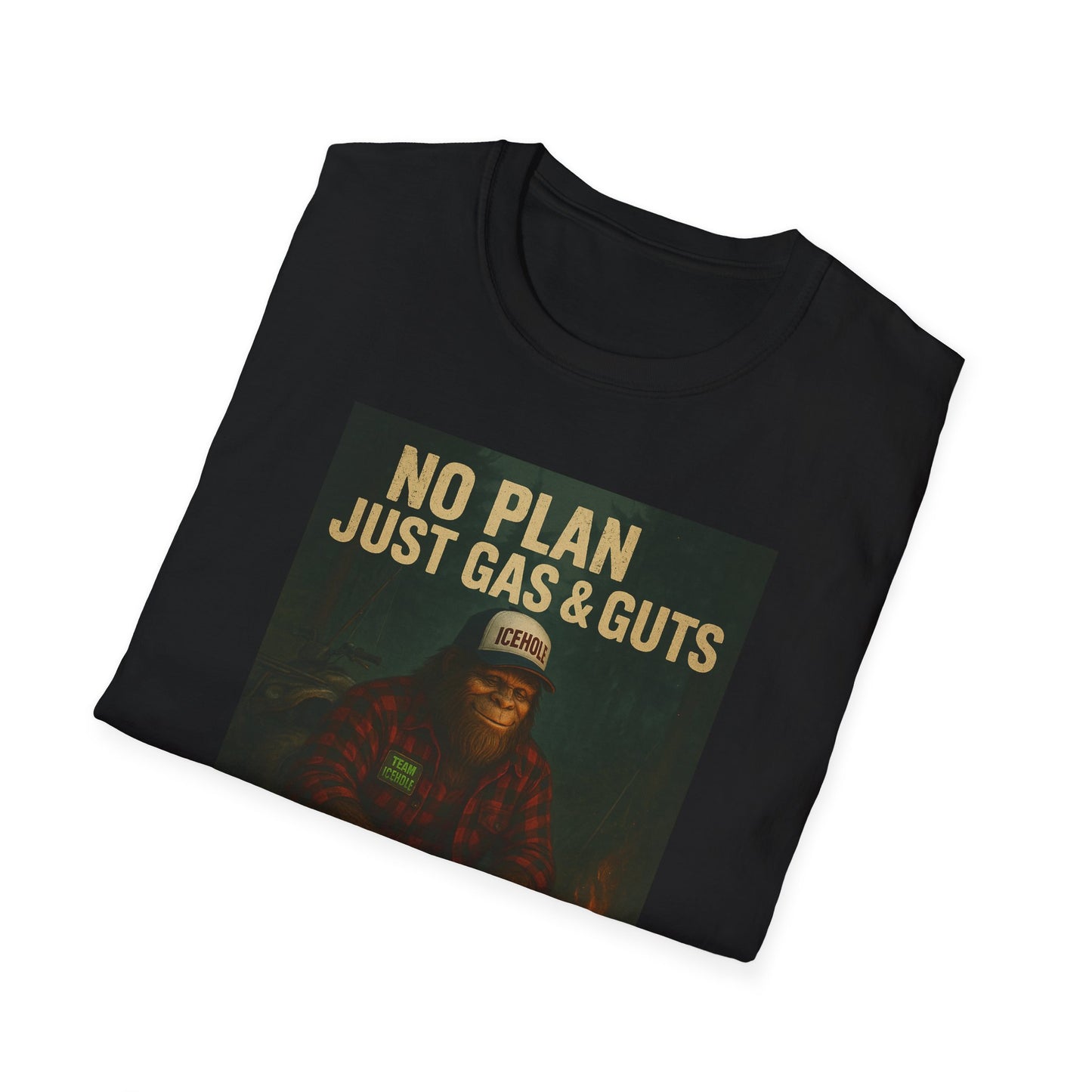 No Plan Just Gas & Guts' Camping Tee for Outdoor Enthusiasts | Team IceHole