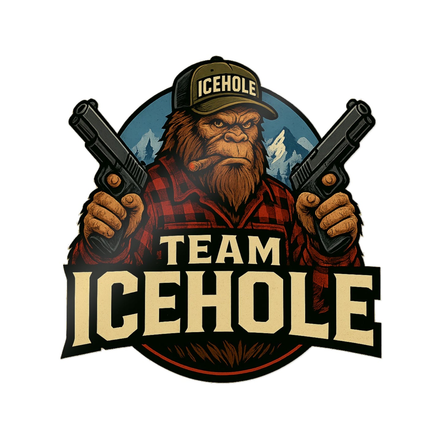 Team Icehole Big Foot Die-Cut Stickers - Fun Outdoor Decal for Enthusiasts