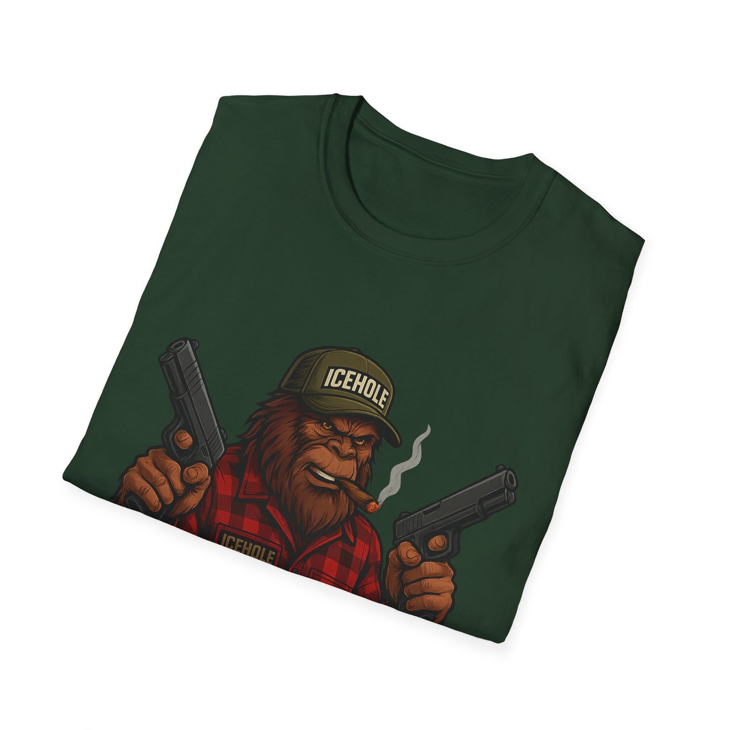Bigfoot Graphic No Background Team IceHole Mascot T-Shirt - Unisex Softstyle Tee