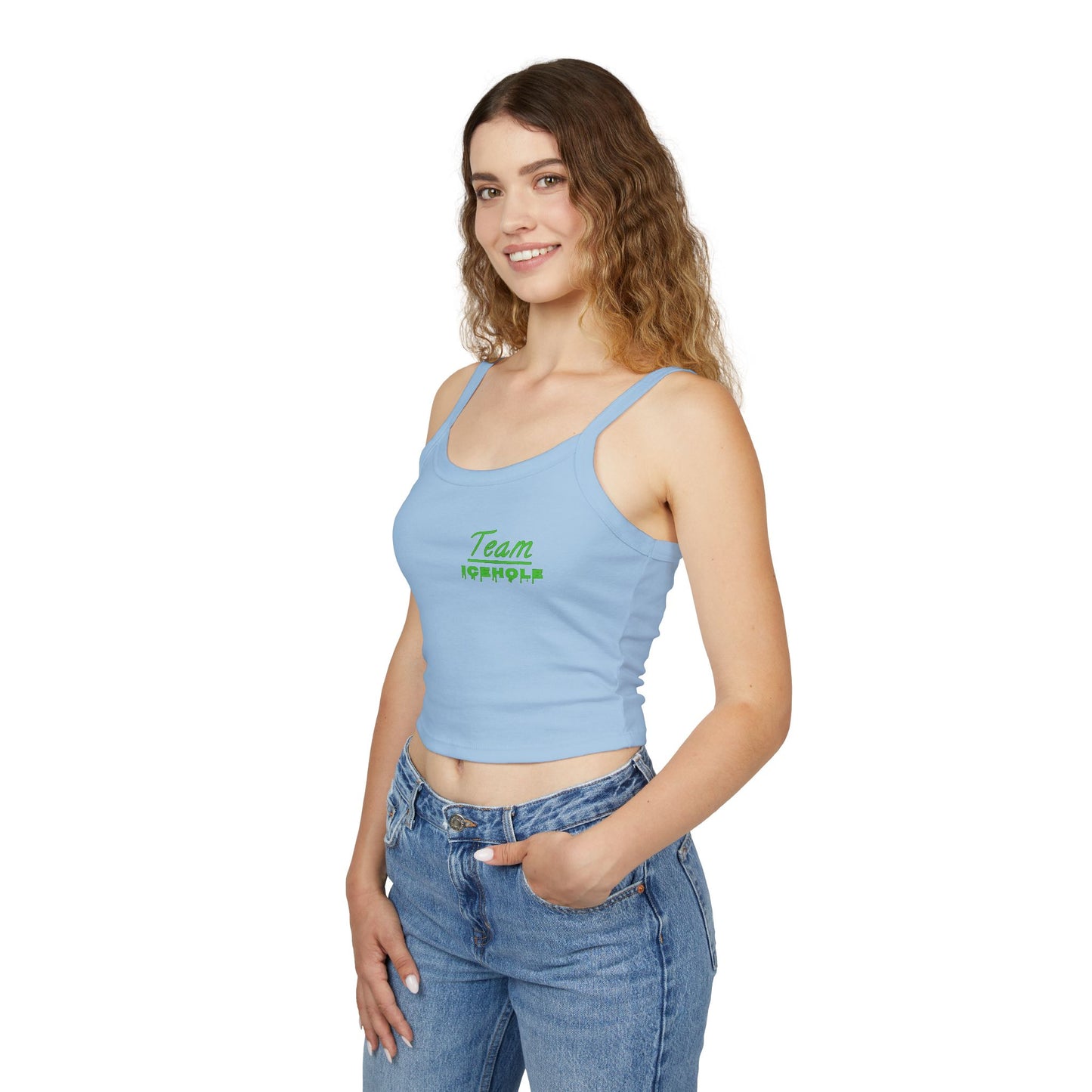 Women's Spaghetti Strap Belly Tank Top,  Small Team Icehole Logo Shirt