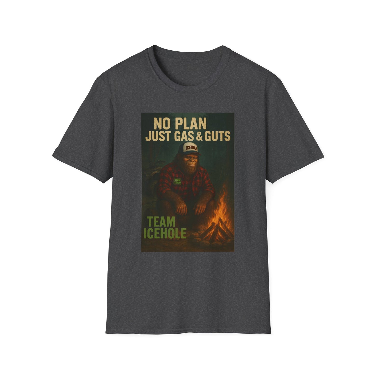 No Plan Just Gas & Guts' Camping Tee for Outdoor Enthusiasts | Team IceHole
