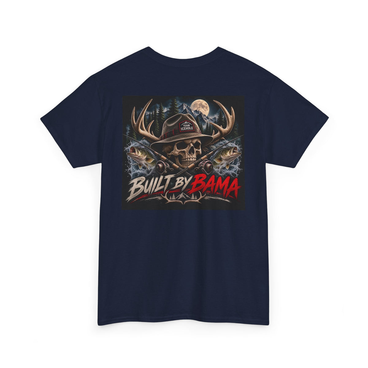 Built by Bama Skull Tee Ryan T. — Team IceHole Fishing & Hunting Graphic T-Shirt
