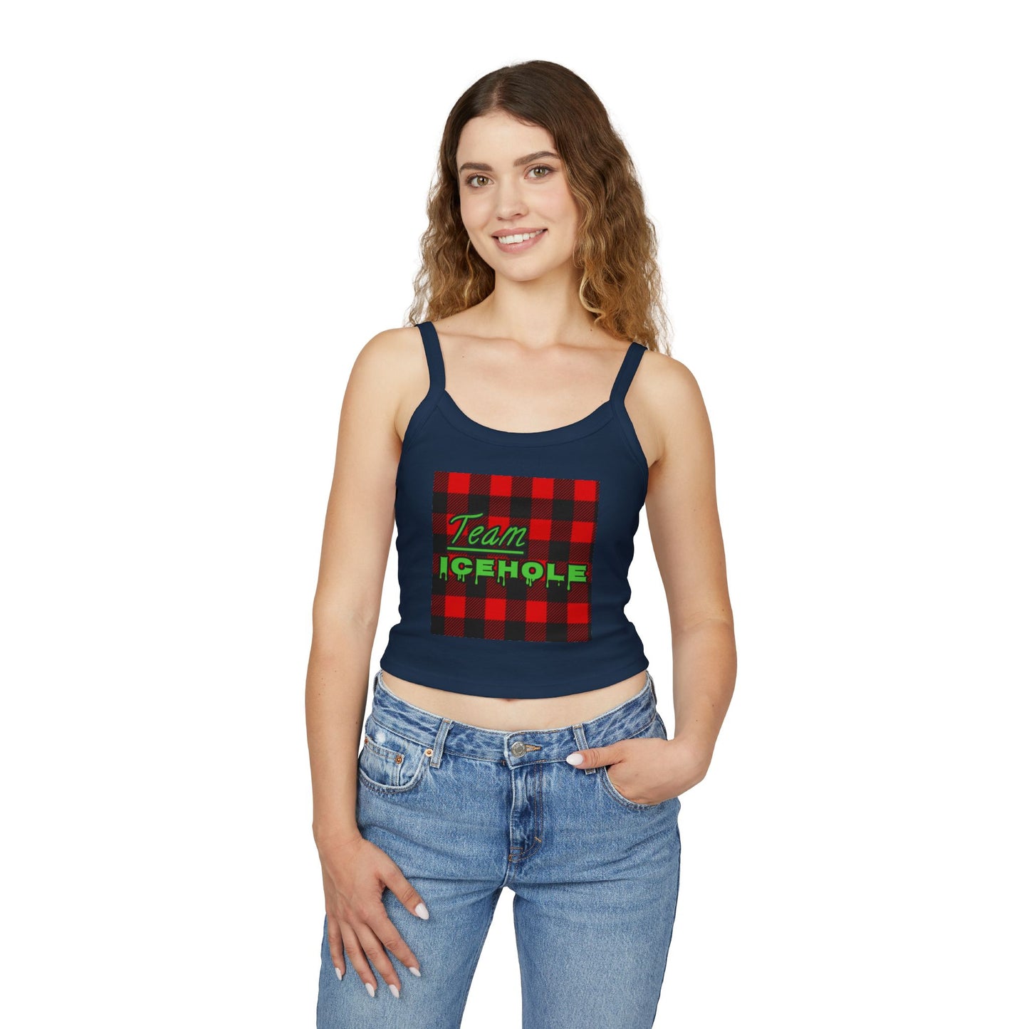 Team Icehole Spaghetti Strap Belly Tank Top