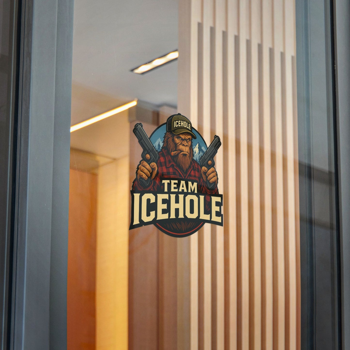 Team Icehole Big Foot Die-Cut Stickers - Fun Outdoor Decal for Enthusiasts