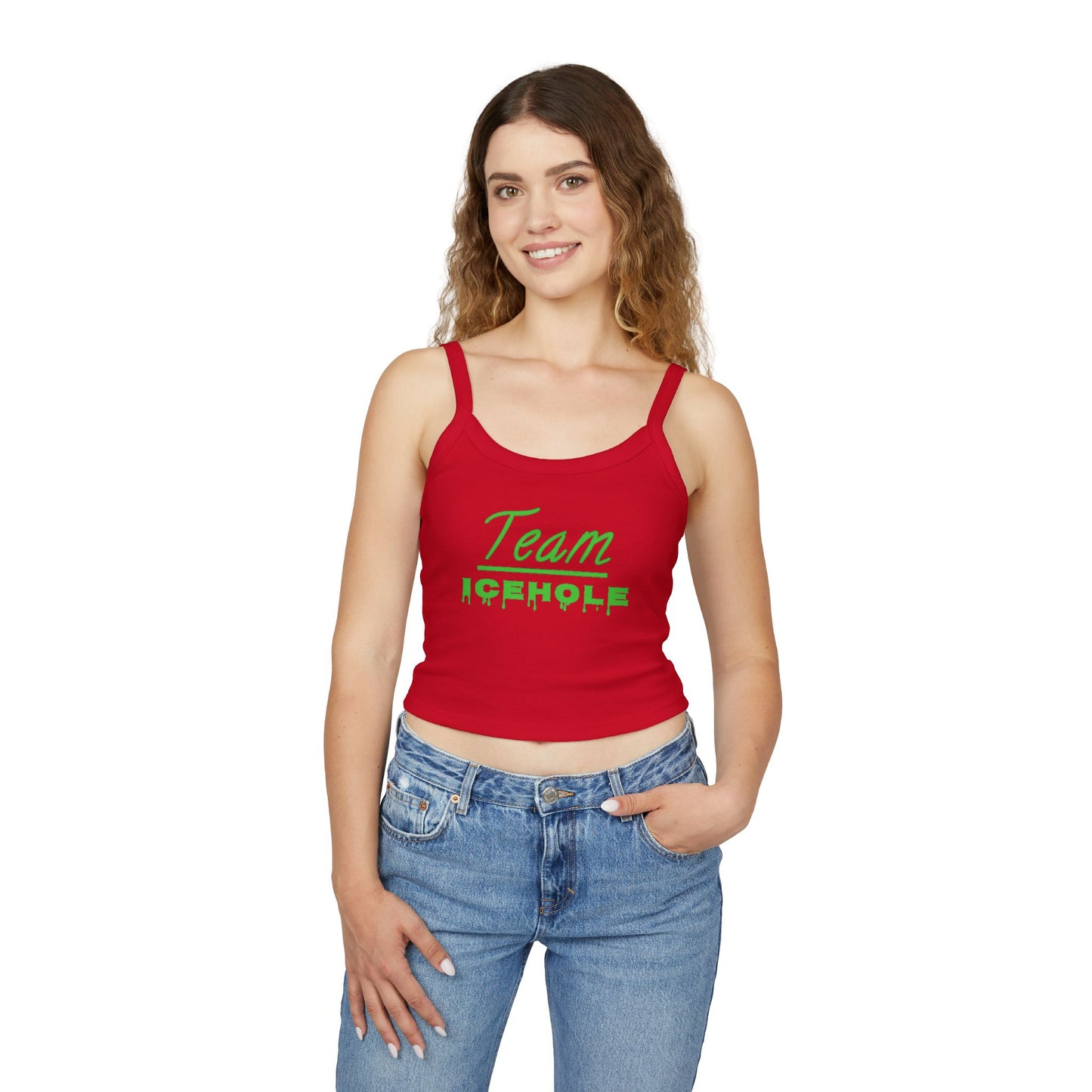 Team Icehole Transparent Background Women's Spaghetti Strap Belly Tank Top