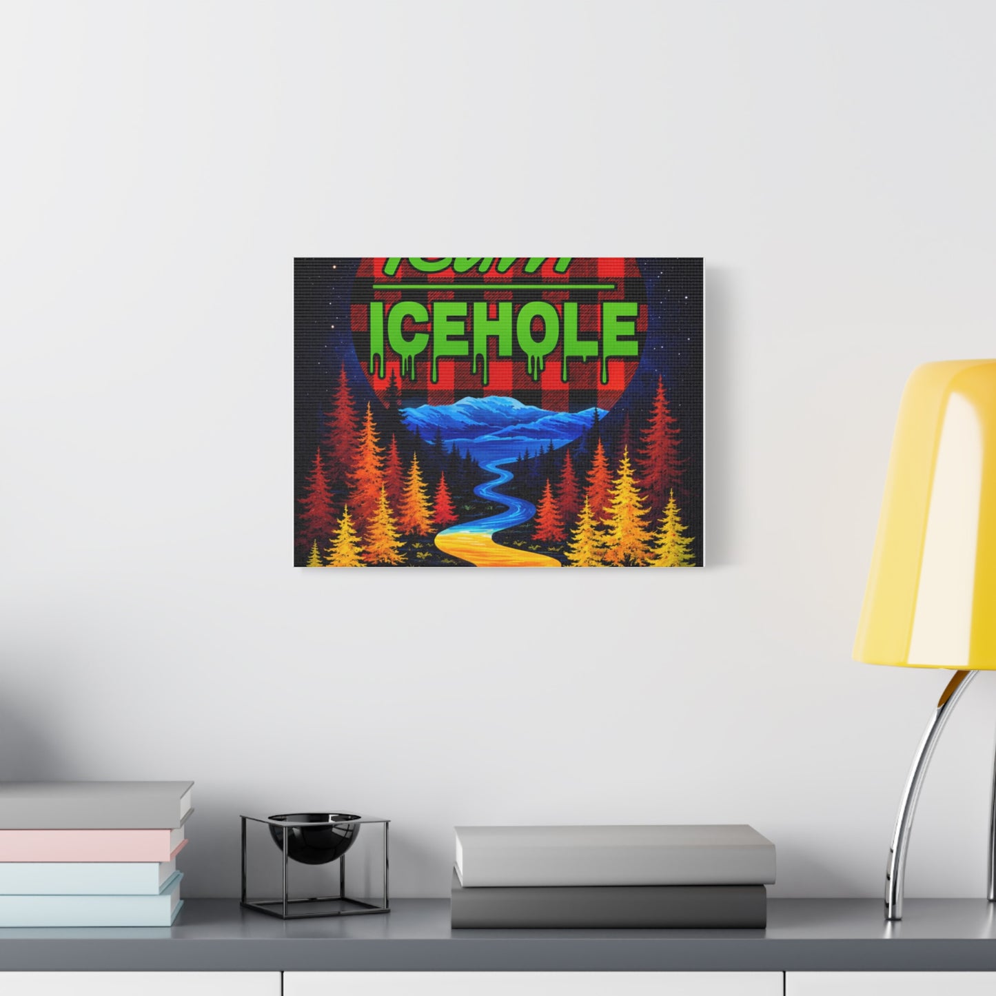 Icehole Retro Forest Canvas Wall Art – Vibrant Scenic Stretched Matte Print