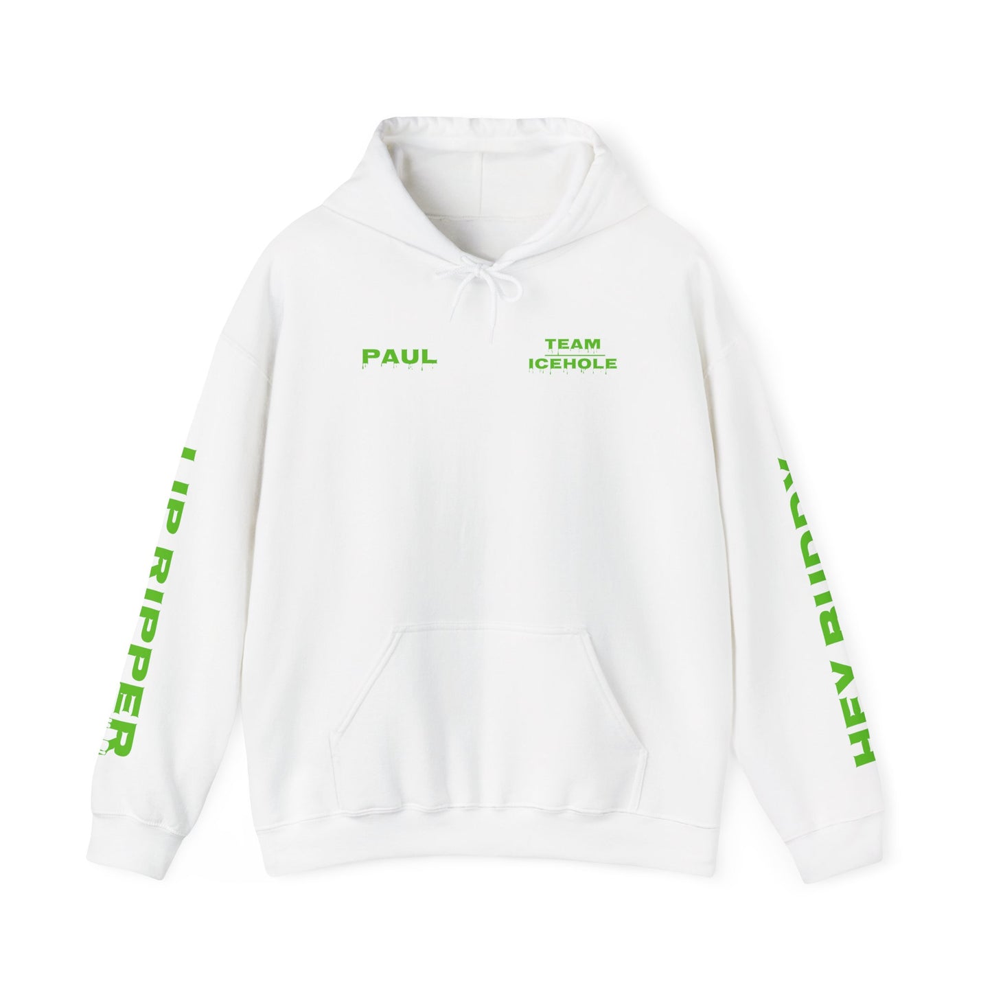 Hoodie - Minimal Green "PAUL / TEAM ICEHOLE" Front Graphic Hoodie