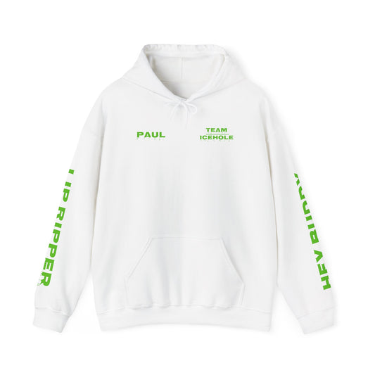 Hoodie - Minimal Green "PAUL / TEAM ICEHOLE" Front Graphic Hoodie