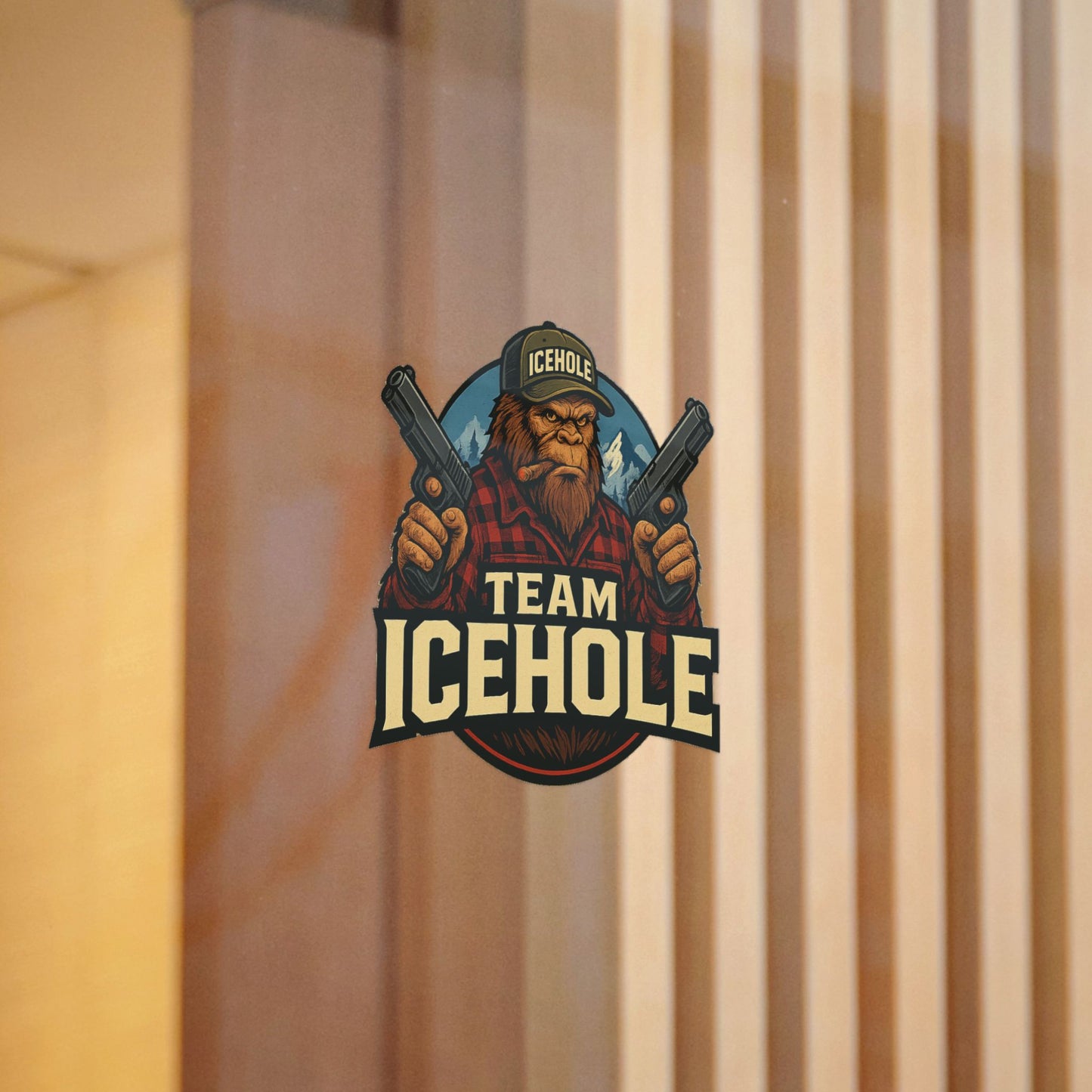 Team Icehole Big Foot Die-Cut Stickers - Fun Outdoor Decal for Enthusiasts