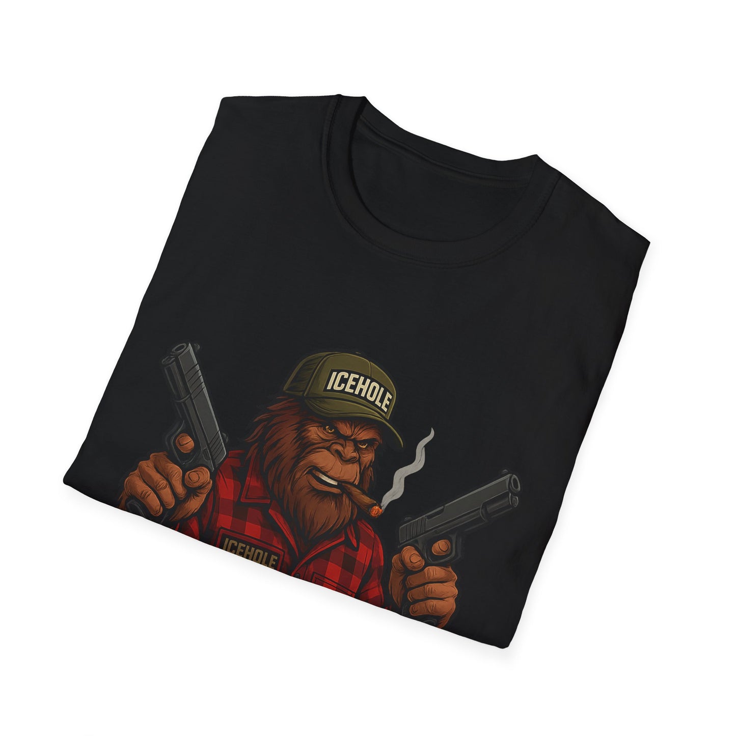 Bigfoot Graphic No Background Team IceHole Mascot T-Shirt - Unisex Softstyle Tee