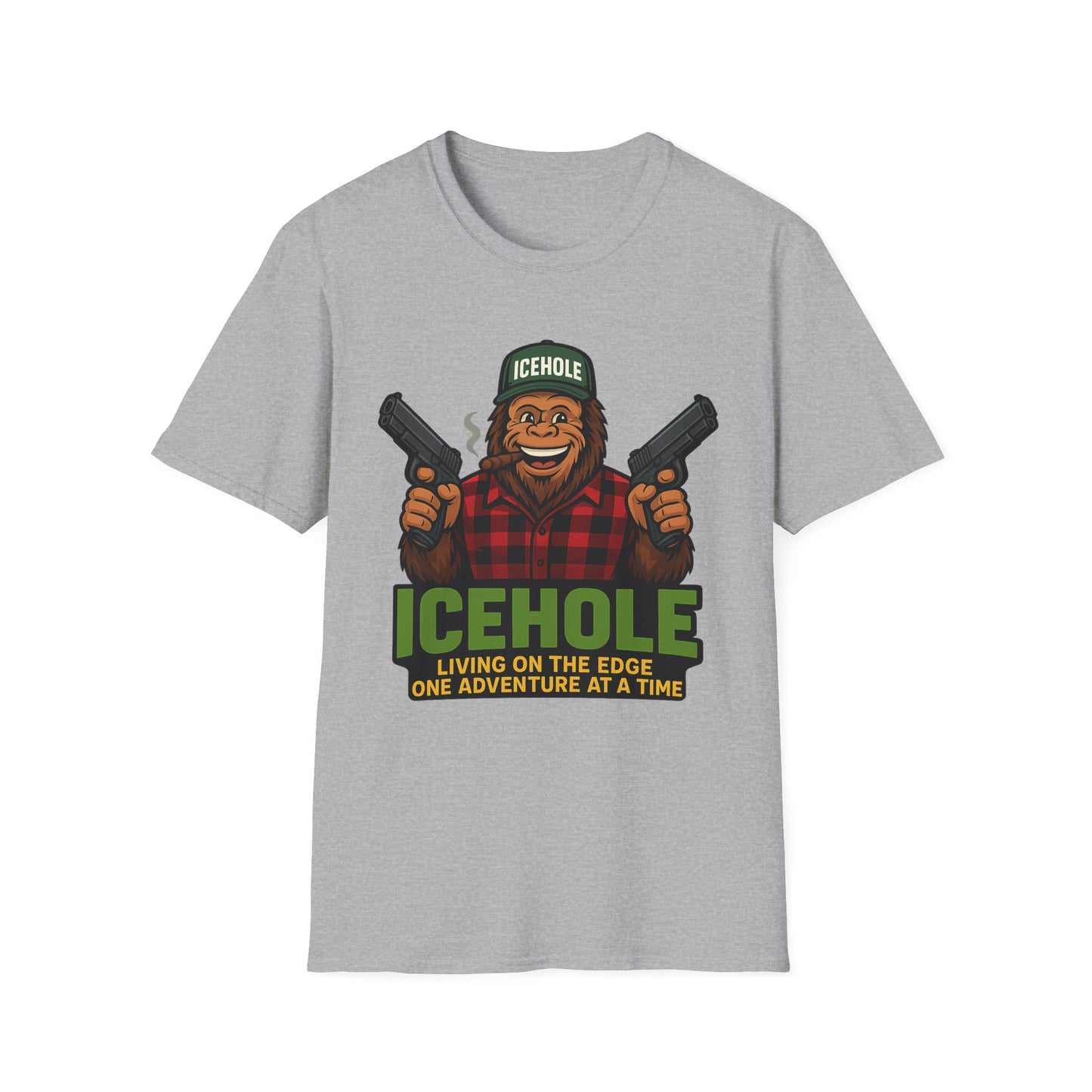 Adventure Living On The Edge Team IceHole Big Foot -Unisex Softstyle T-Shirt