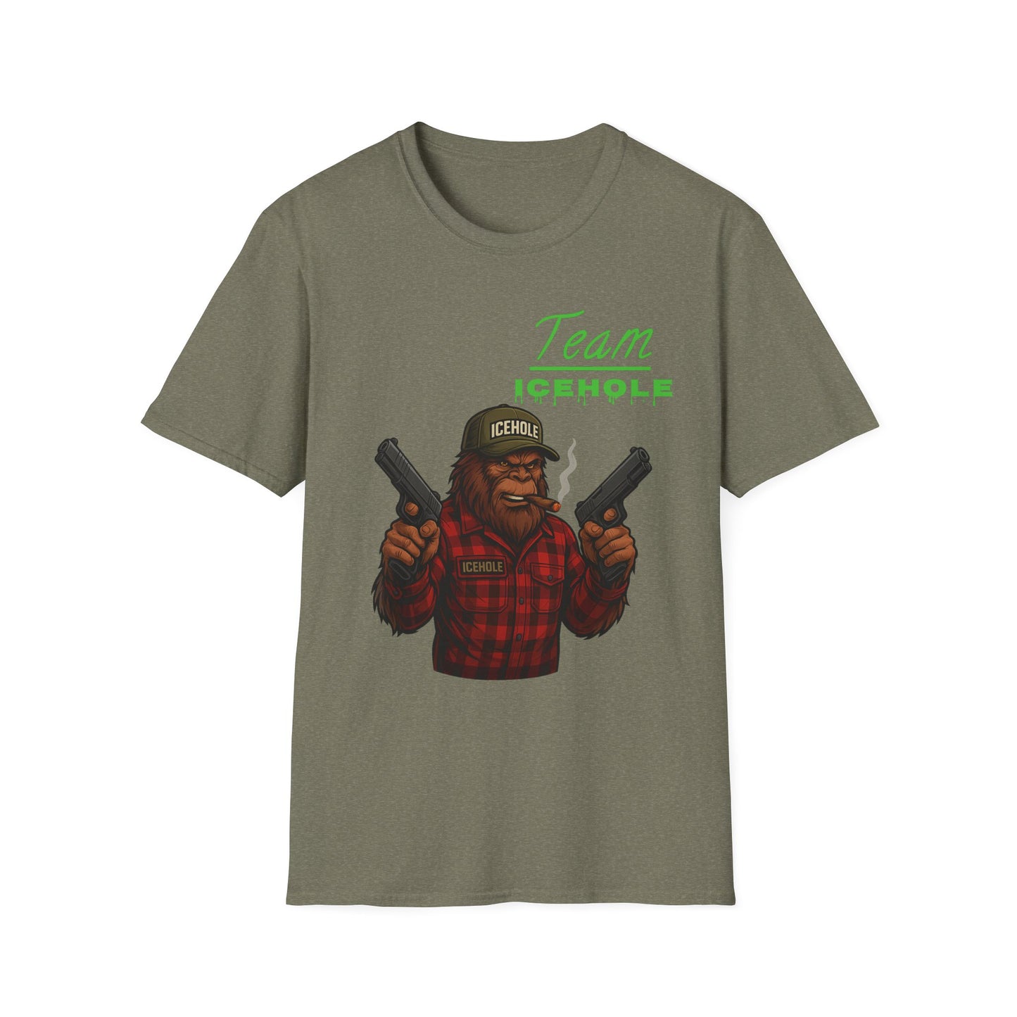 Team Icehole Bigfoot Unisex T-Shirt, Funny Gift for Outdoorsy Friends, Camping Tee, Quirky Graphic Shirt, Great for Parties